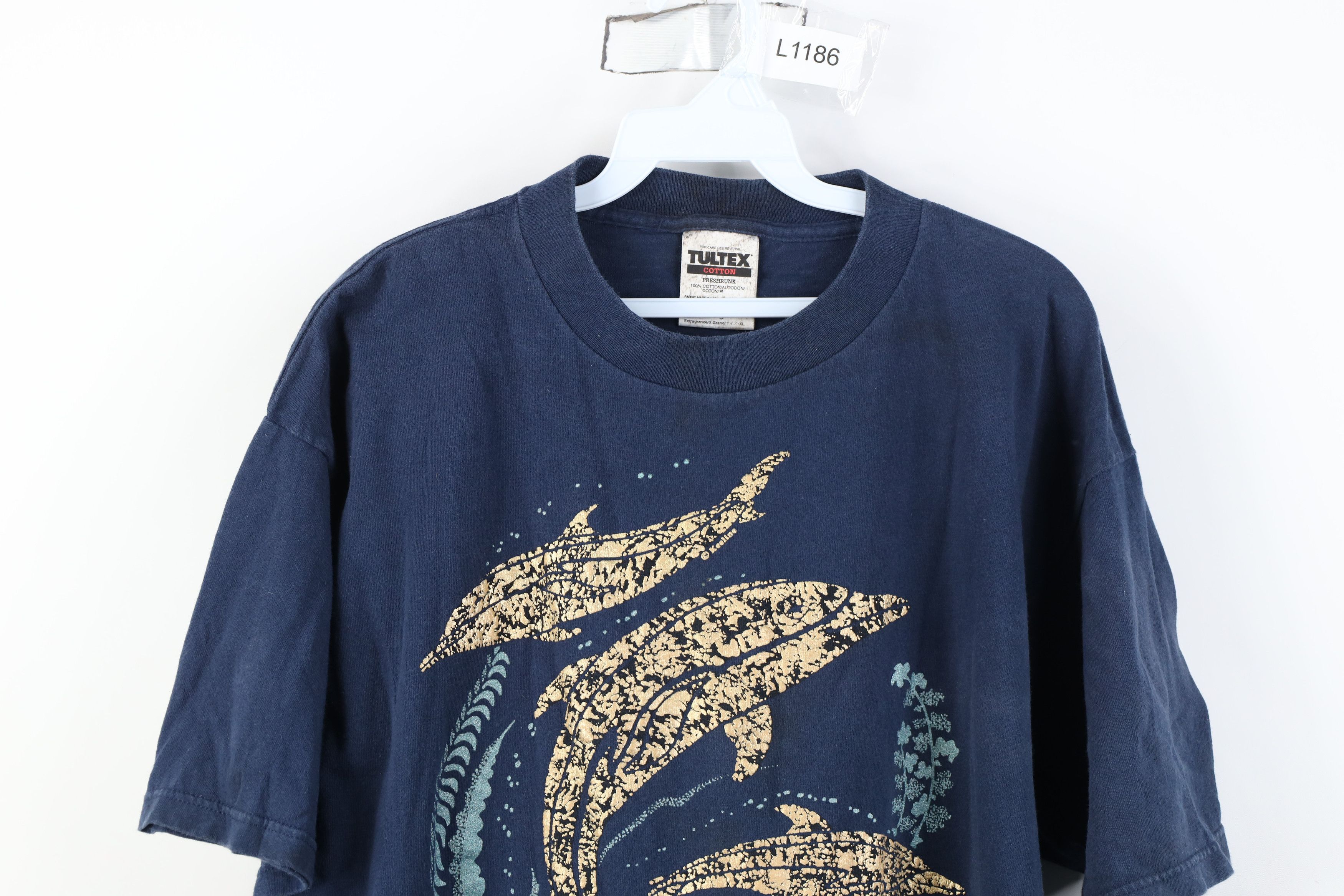 Vintage Vintage 90s Streetwear Head Metallic Dolphin T-Shirt Blue Size US XL / EU 56 / 4 - 2 Thumbnail