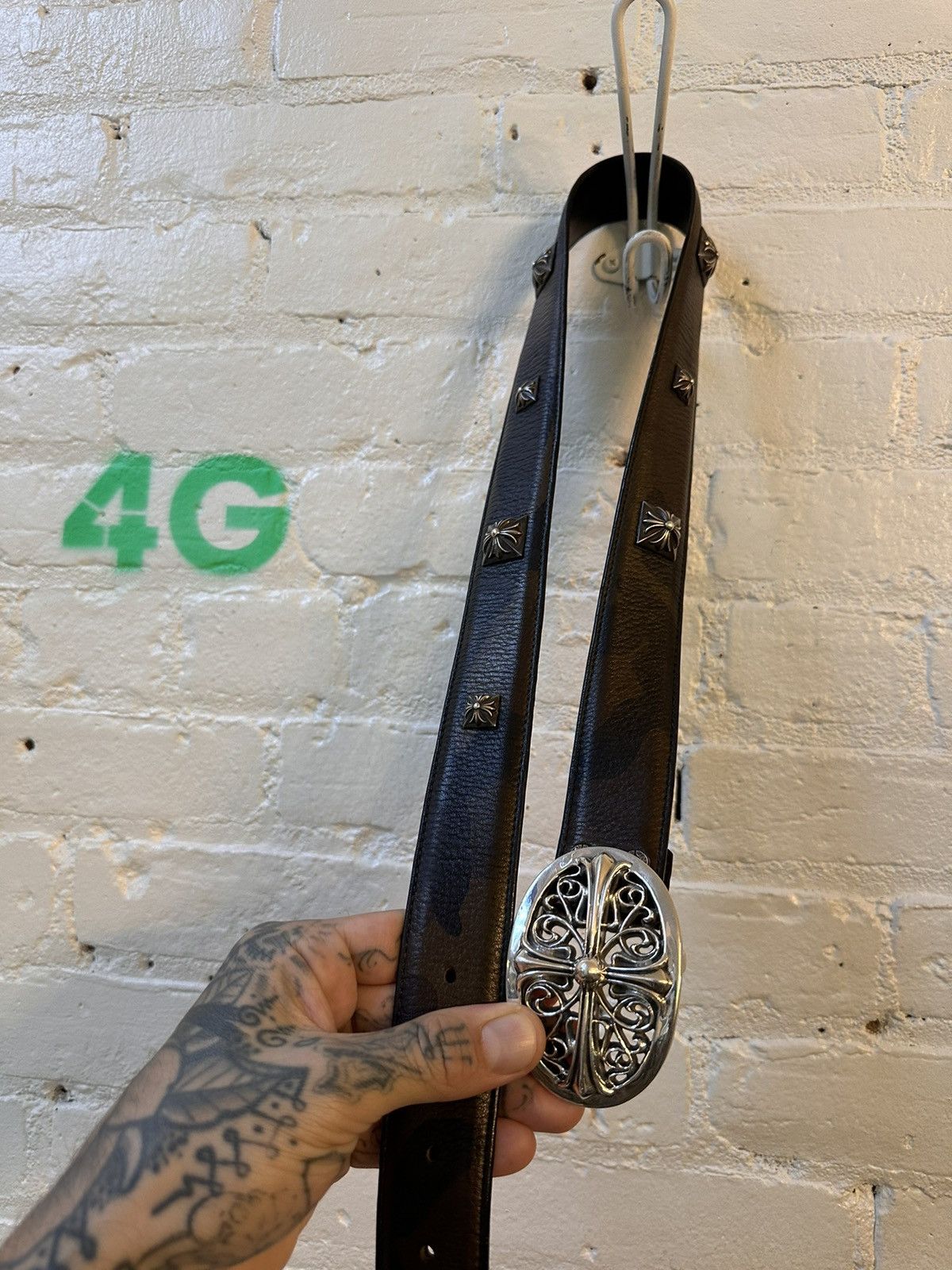 Chrome Hearts CHROME HEARTS NEW CAMO STUDDED LEATHER BELT Size 32 - 3 Thumbnail