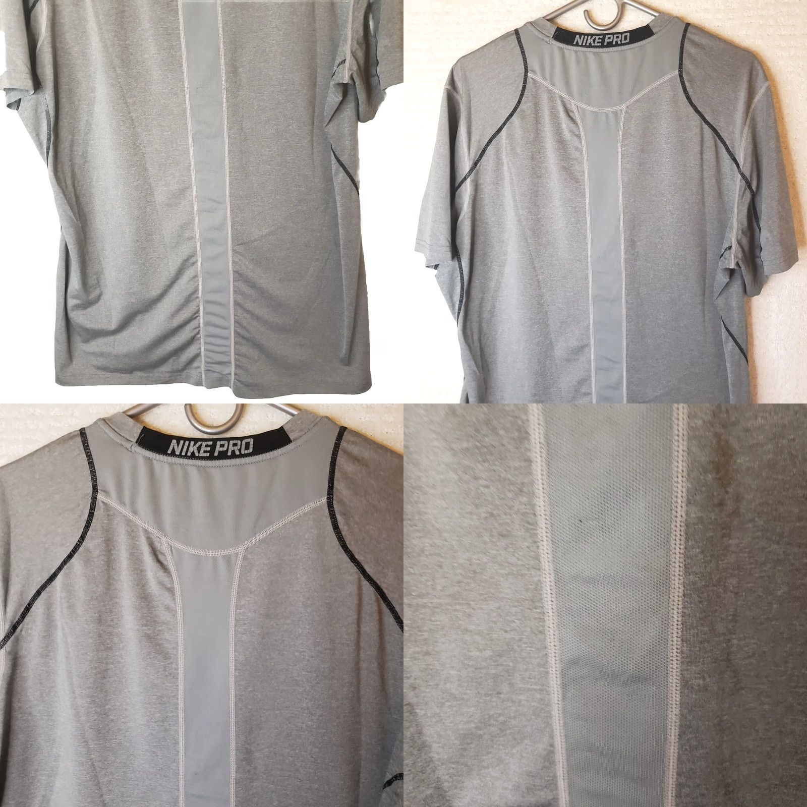 Nike Nike Pro Combat Dri-Fit Men’s Shirt XL Gray Black Short Sleeve Crew Neck Logo Swoosh Lightweight Moisture Wicking Athletic Shirt Size US XL / EU 56 / 4 - 8 Thumbnail