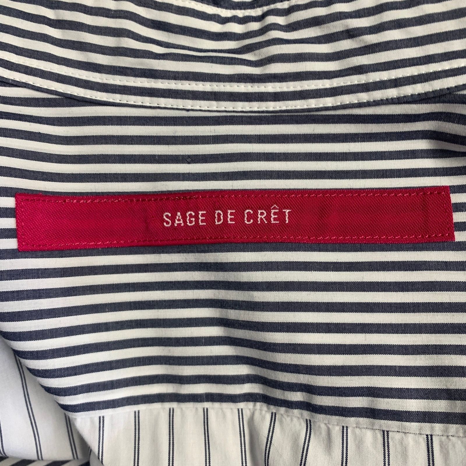 Sage De Cret White Grey Stripe Cotton Mixed Pattern Long Sleeve Shirt Size US M / EU 48-50 / 2 - 4 Thumbnail