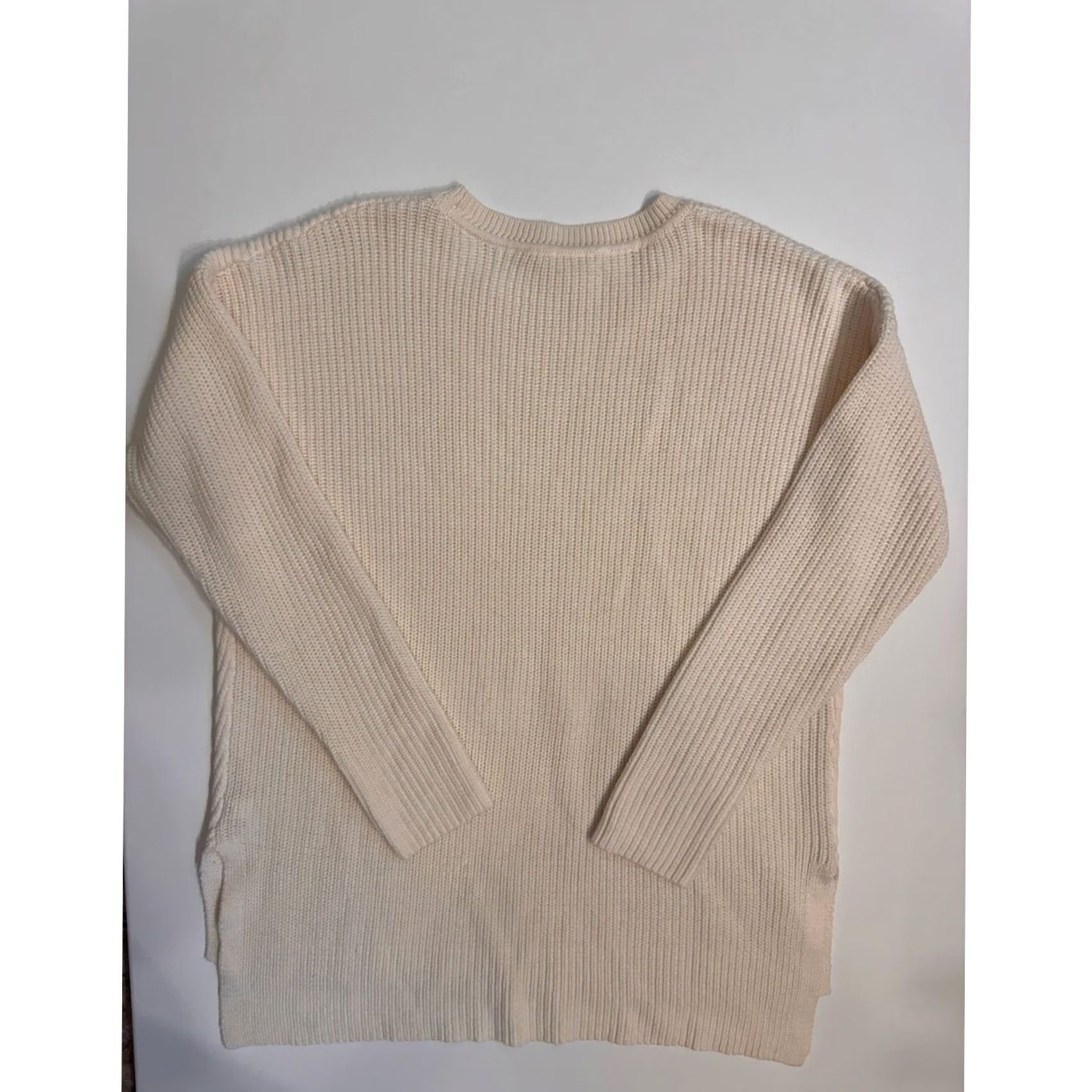 Athleta Athleta Women's L Cream Merino Wool Blend Tunic Sweater Size L / US 10 / IT 46 - 2 Thumbnail