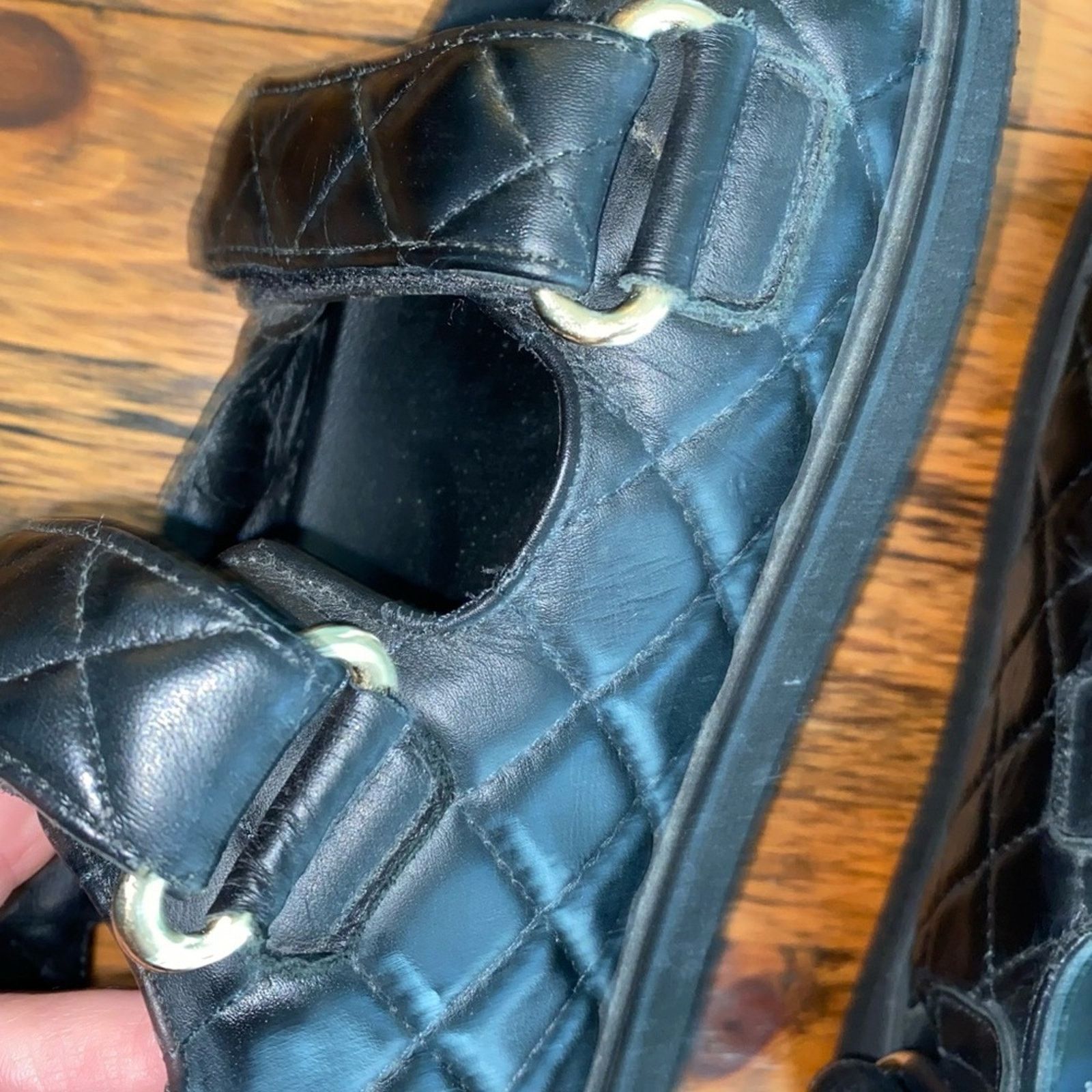 ALOHAS Alohas $210 Black Quilted Hook Loop Sandal Spain 38 7 7.5 Size US 7.5 / IT 37.5 - 9 Thumbnail