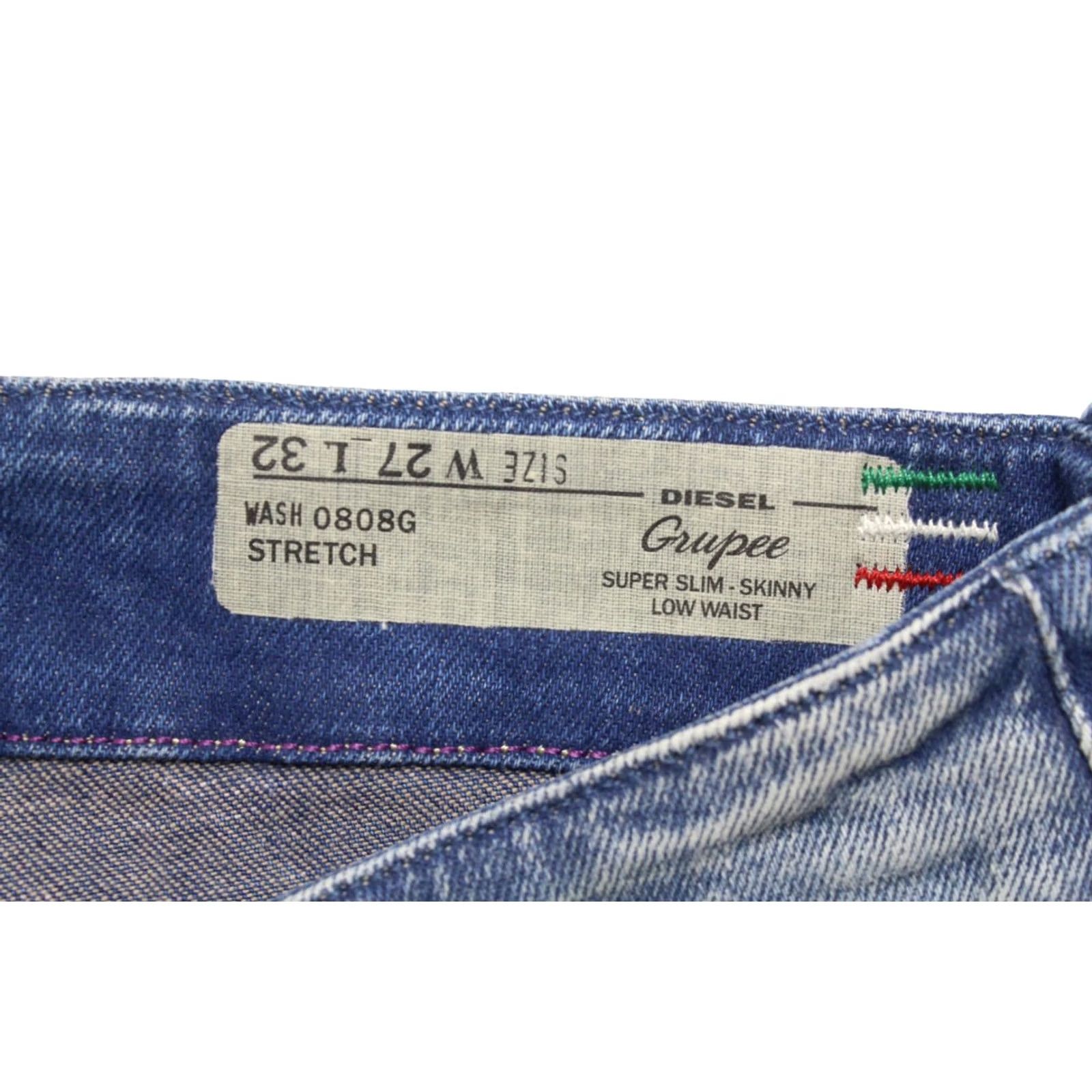 Diesel DIESEL Jeans Women's Grupee Super Slim-Skinny Low Waist 0808G Stretch Blue W27/L32 Size 27" / US 4 / IT 40 - 7 Thumbnail