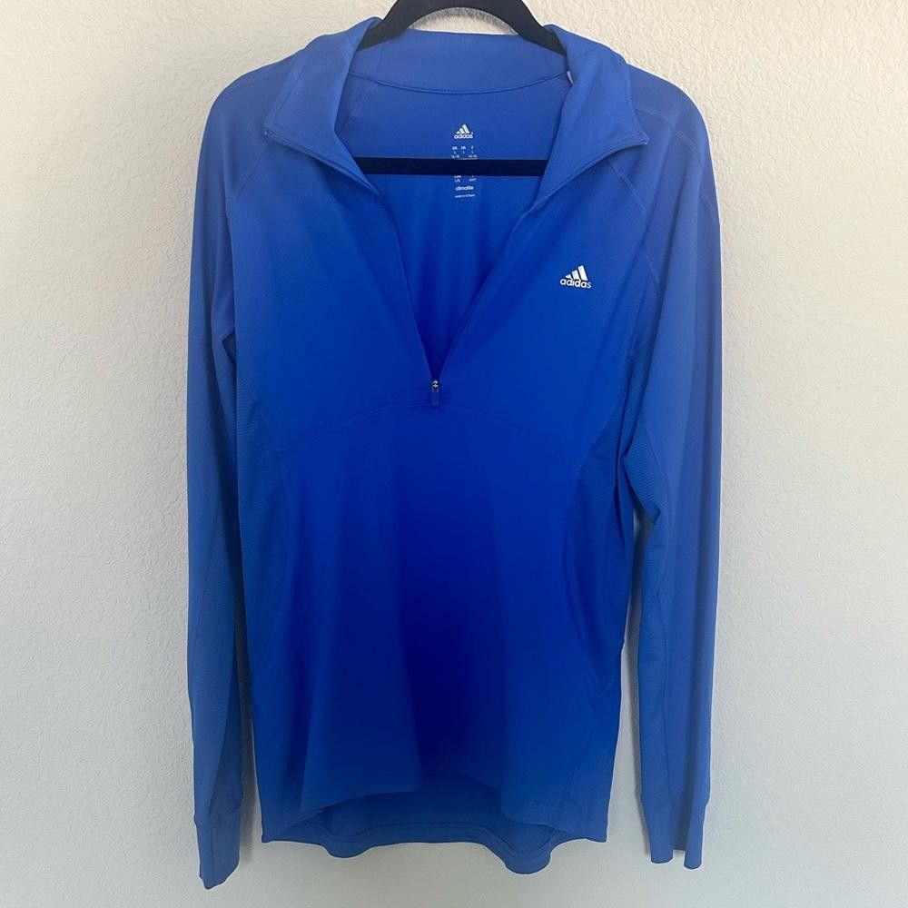 Adidas Adidas Climalite Blue 1/2 Zip Pullover Long Sleeve Top Large Size L / US 10 / IT 46 - 2 Thumbnail