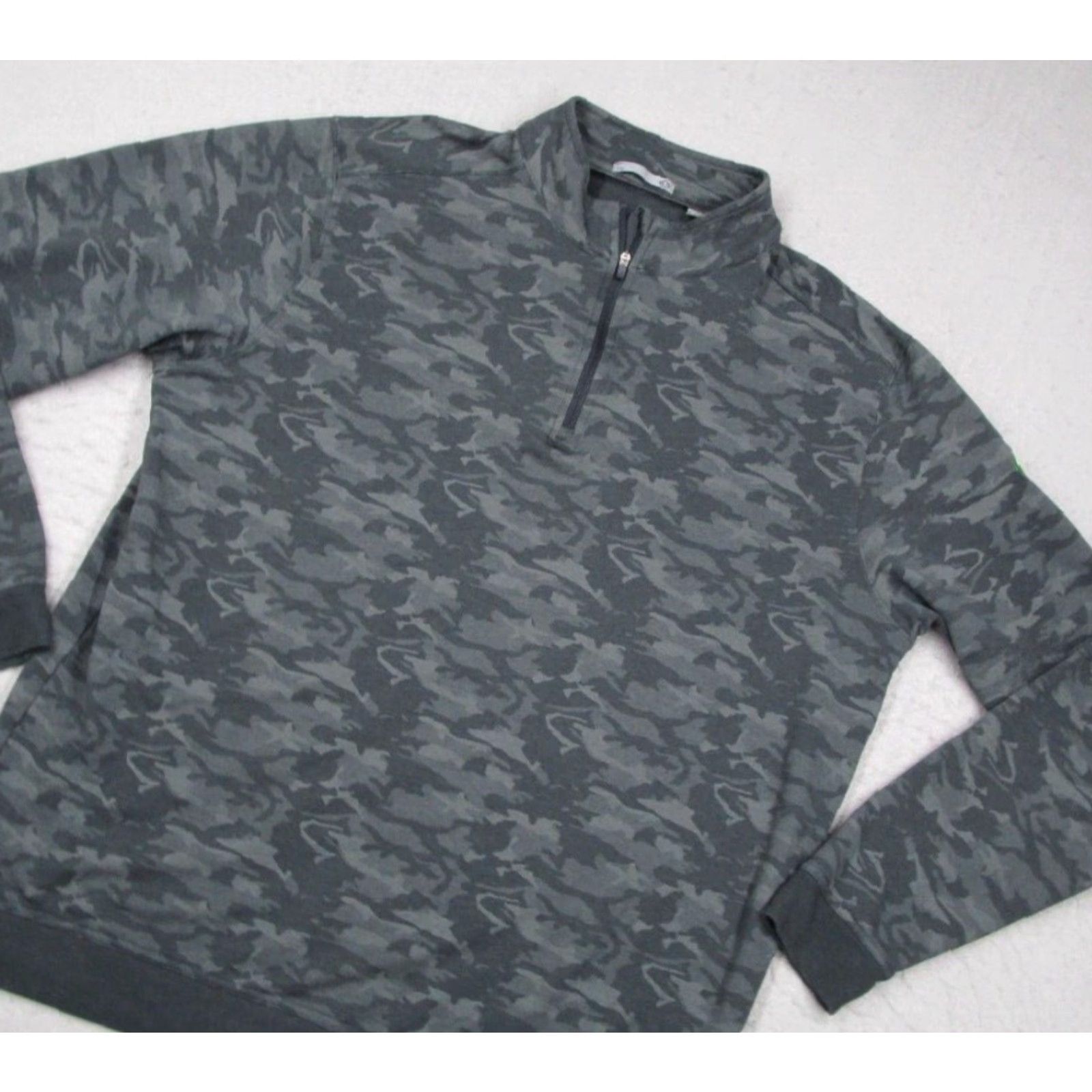 Vintage Tasc Sweater Mens Large Gray Camo Cloud French Terry Quarter Zip Bamboo Blend Size US L / EU 52-54 / 3 - 2 Thumbnail