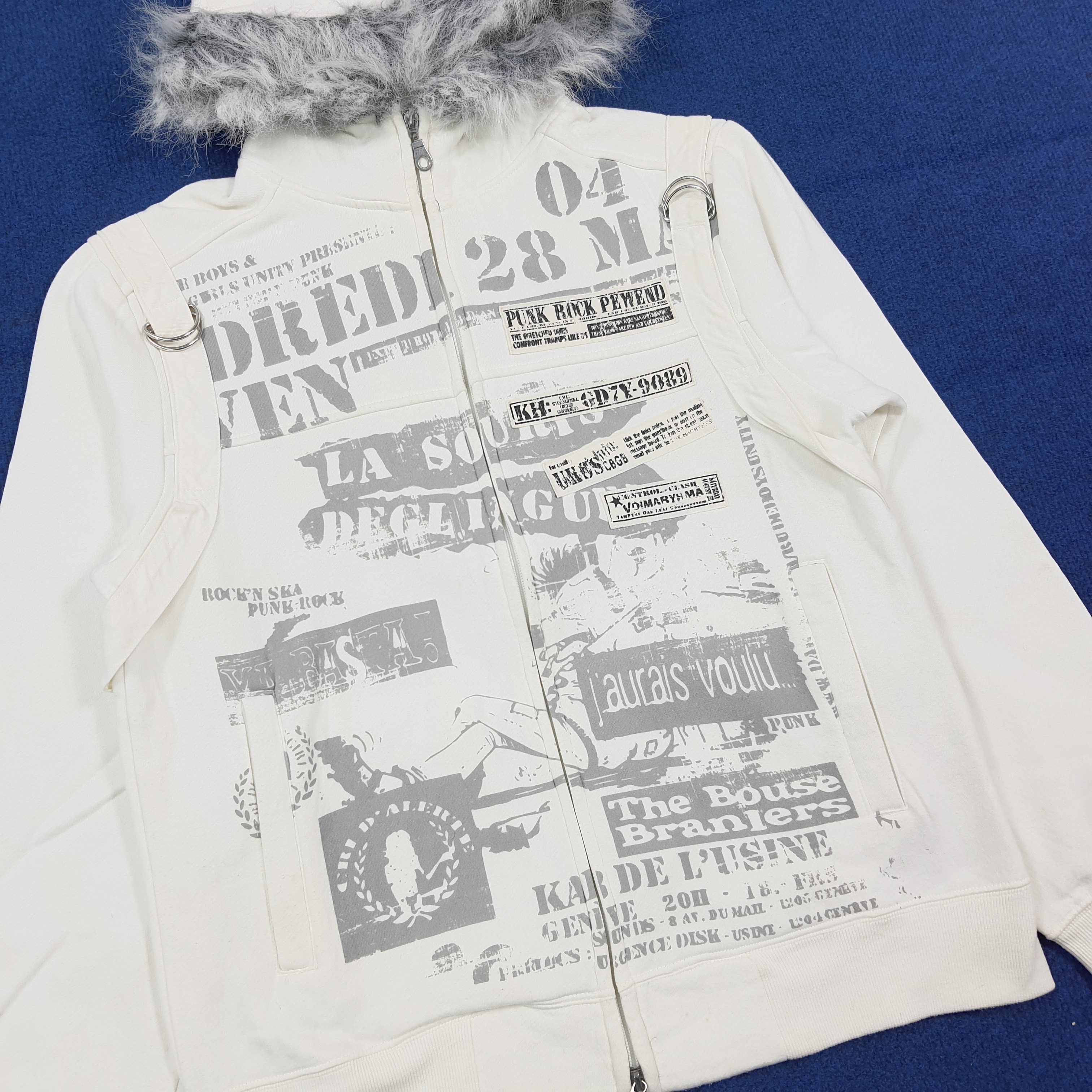 Vintage Vintage Center Clease Cyber Grunge Hoodie Fur Hood C307N16 Size US S / EU 44-46 / 1 - 2 Thumbnail
