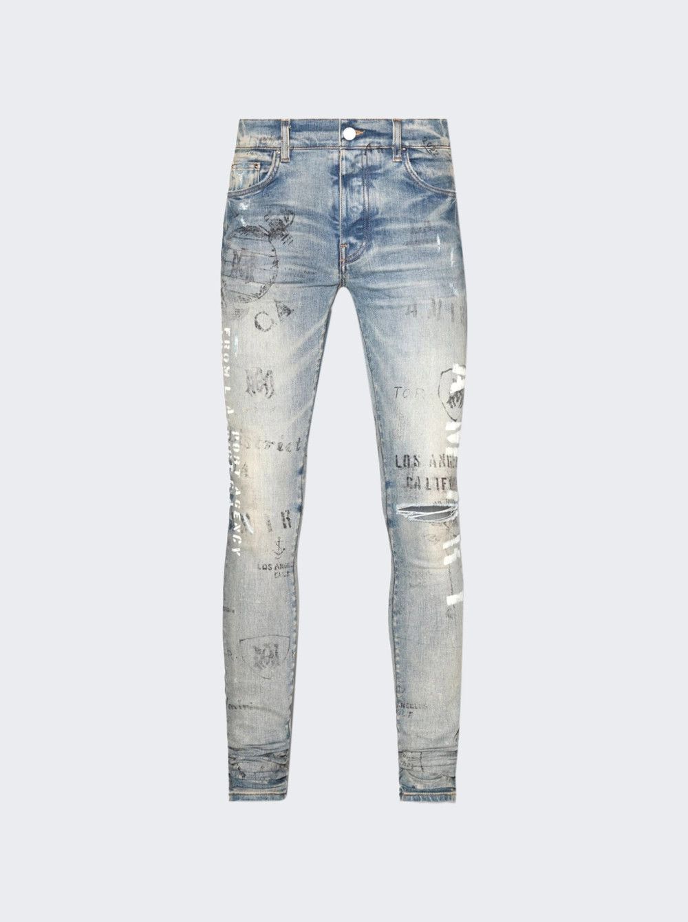 Amiri o1gr1nt0426 Military Stencil Jeans in Clay Indigo Size US 33 - 1 Preview