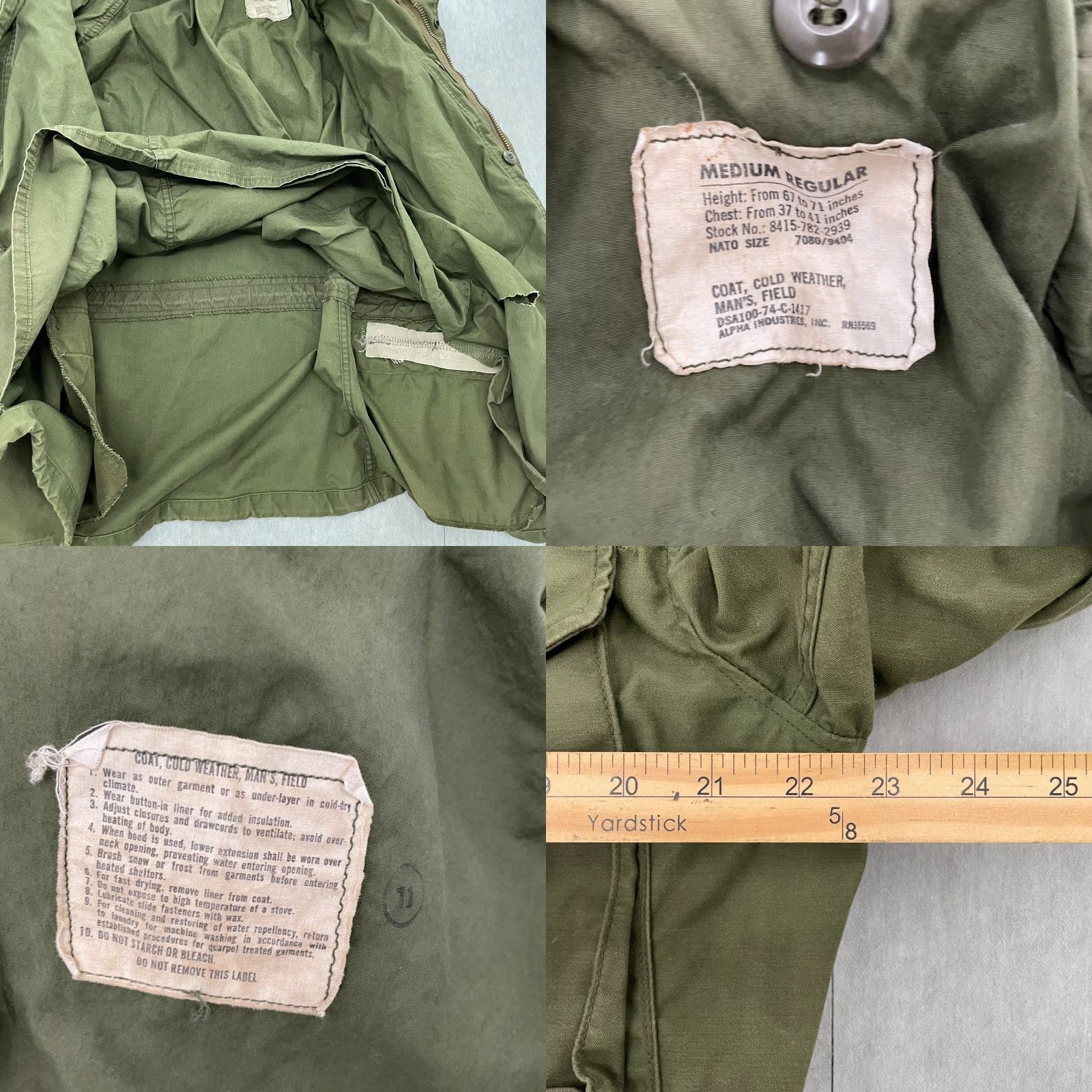 Alpha Industries VINTAGE Alpha Industries US Army Jacket Coat Military 80s 90s Green M Mens Regular Cotton Blend Full Zip Hooded Lined Pockets Stand-Up Collar Size US M / EU 48-50 / 2 - 9 Thumbnail