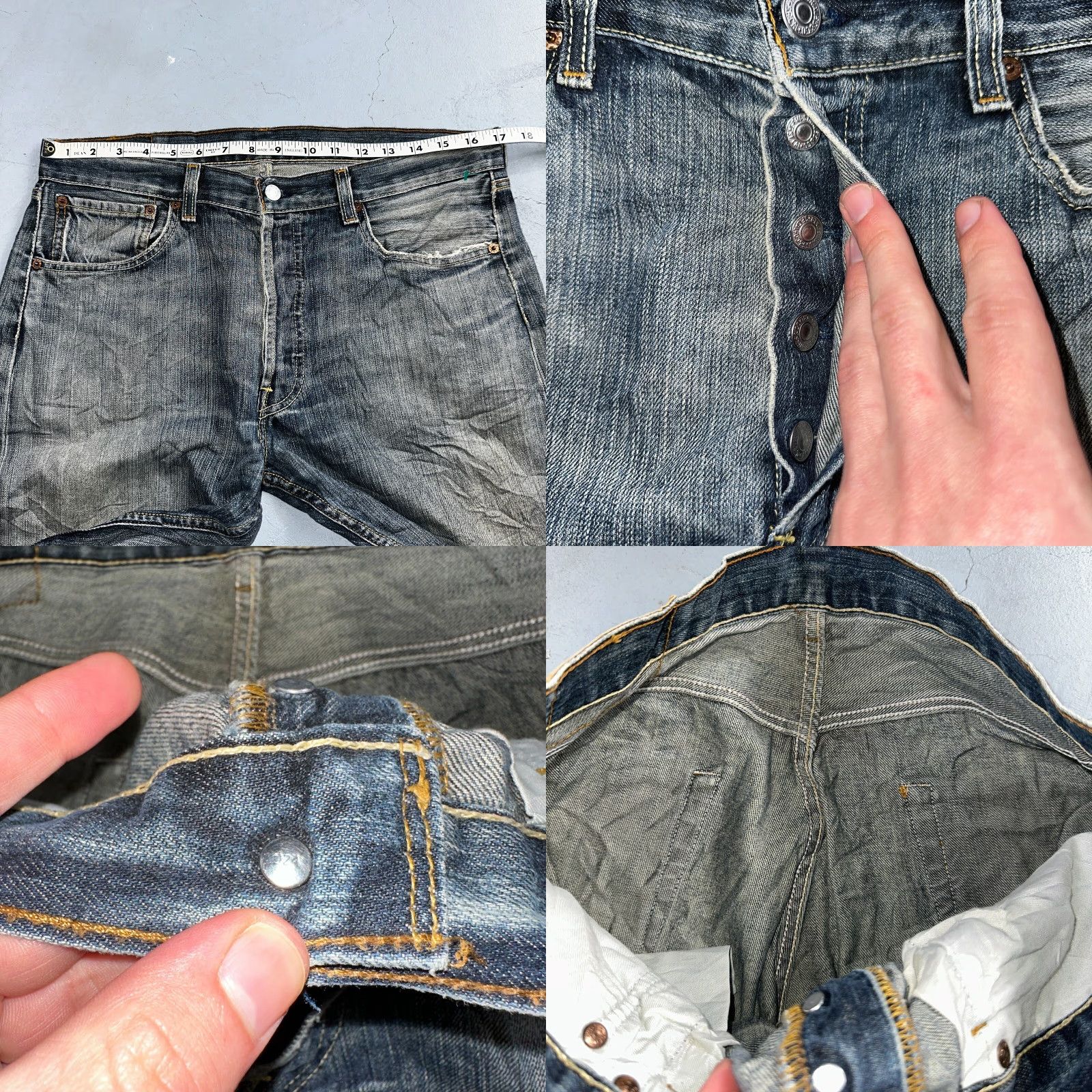 Levi's VINTAGE Levi's 501 Jeans Black Medium Wash Straight Leg 34x34 90s Mens Size US 34 / EU 50 - 8 Thumbnail