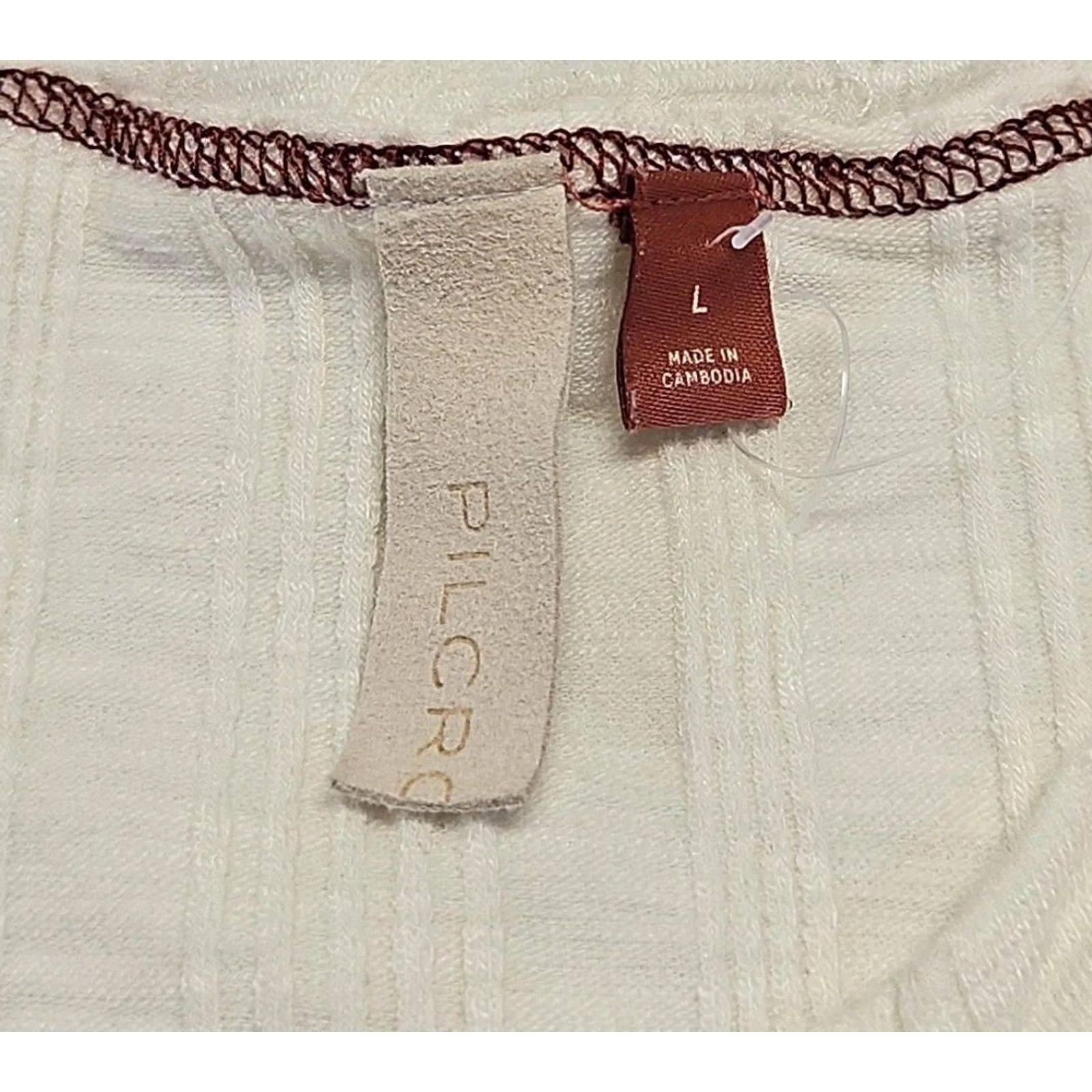 Anthropologie Anthropologie Pilcro Womens Cream Rib Knit Sleeveless Top Cotton Modal Tank Shirt Size L / US 10 / IT 46 - 2 Thumbnail