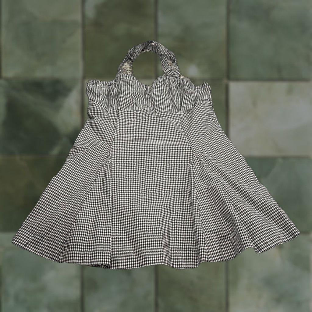 Vintage ANTHROPOLOGIE Maeve Black Gingham Check Mini Sweetheart Dress Size Large Size L / US 10 / IT 46 - 1 Thumbnail