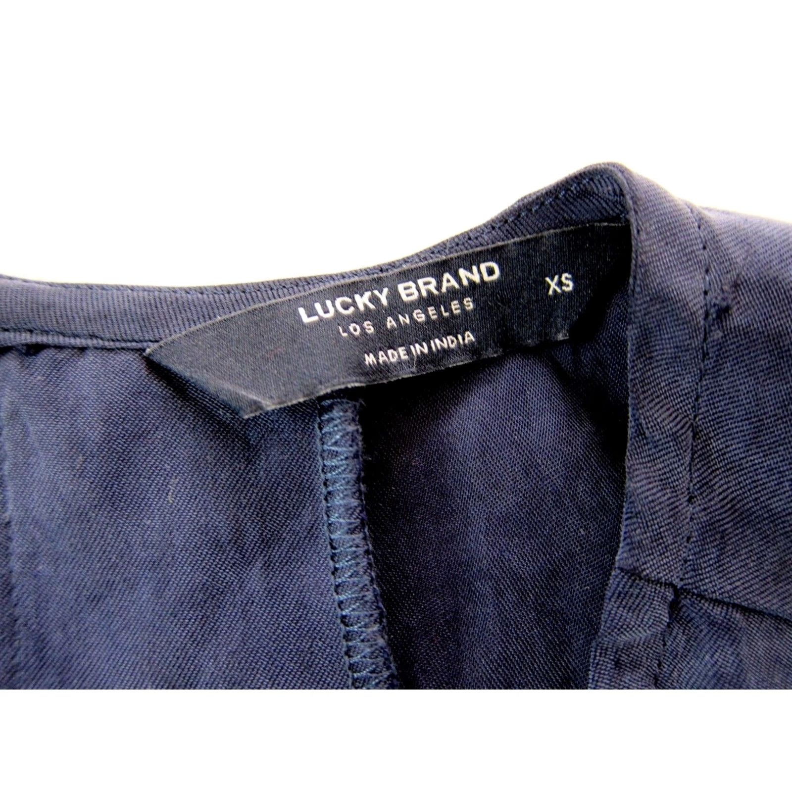 Lucky Brand NWT Lucky Brand Navy Blue 100% Rayon Short Sleeve Tunic Sheath Dress XS Size 26" / US 2 / IT 38 - 4 Thumbnail