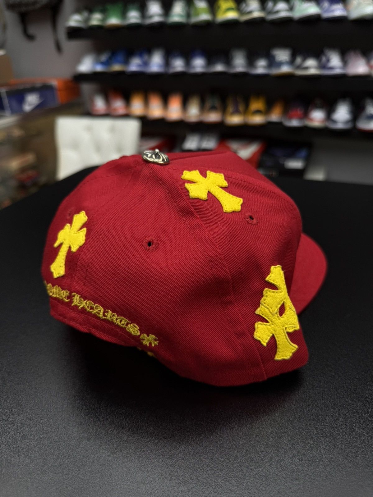 Chrome Hearts Chrome Hearts Red/Yellow Leather Cross Logo SnapBack New Size ONE SIZE - 5 Thumbnail