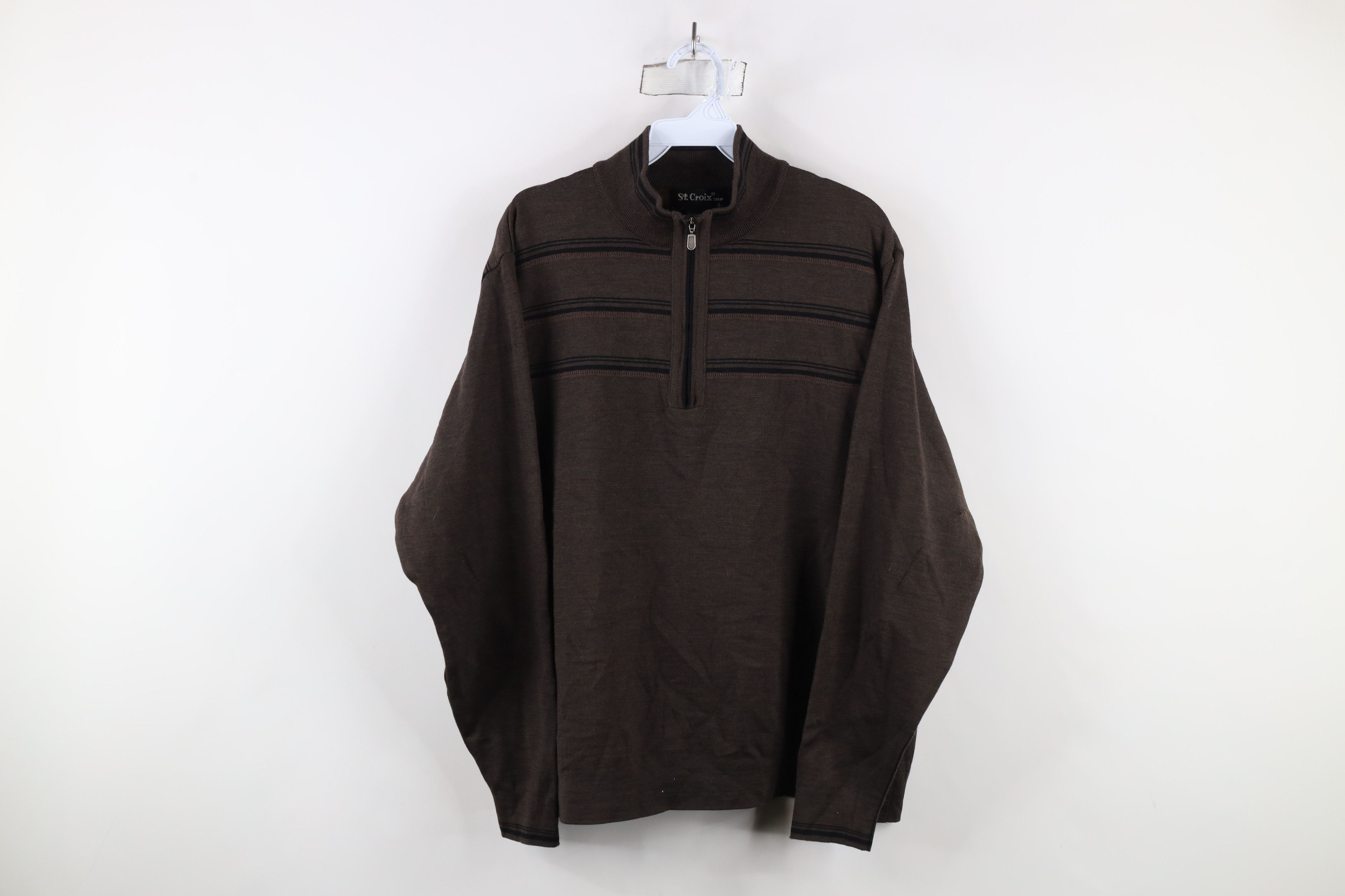 St. Croix × Vintage Vintage St Croix Shop Wool Blend Knit Half Zip Sweater USA Size US L / EU 52-54 / 3 - 1 Thumbnail