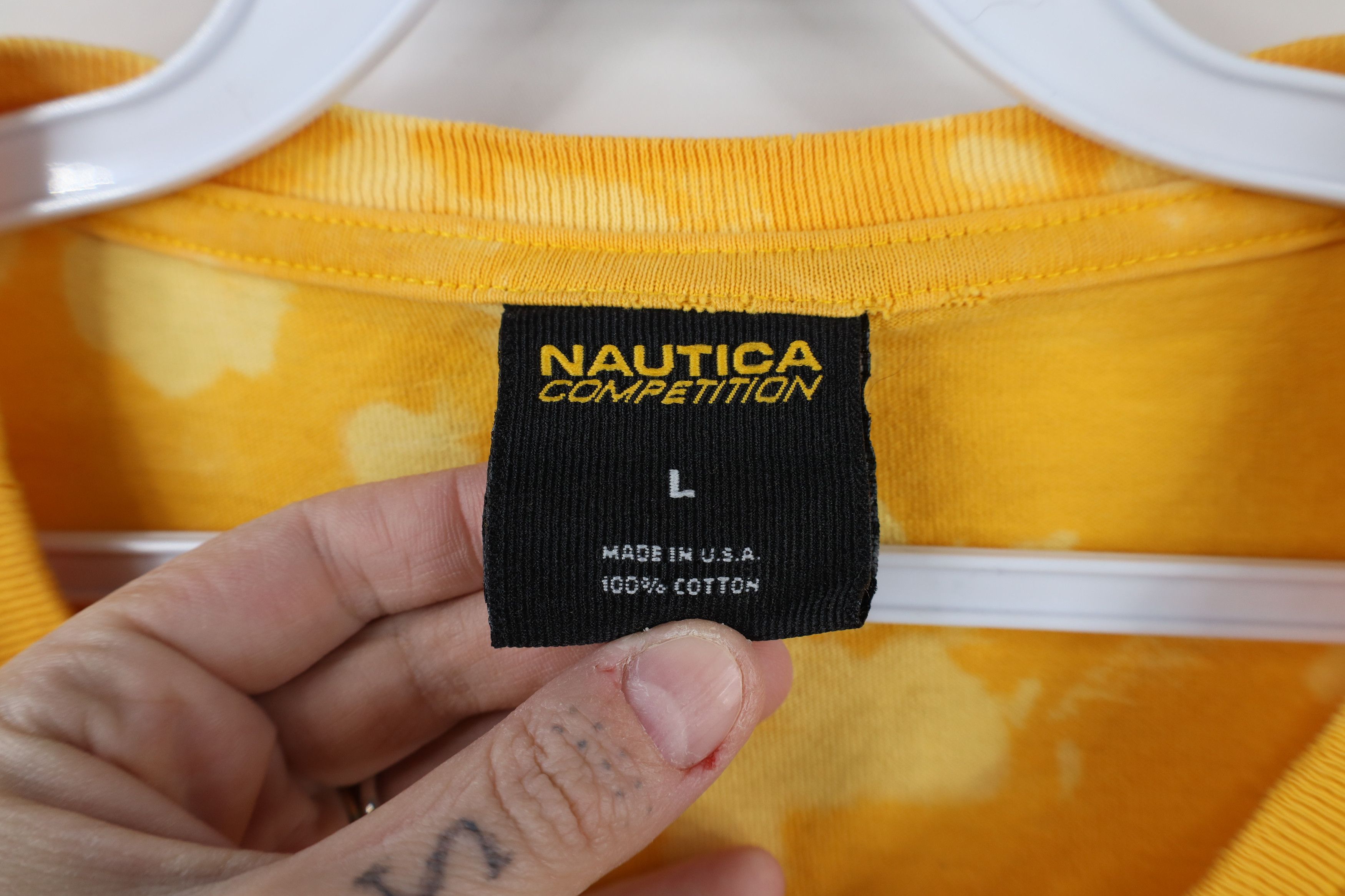 Nautica × Vintage Vintage 90s Nautica Competition Acid Wash T-Shirt Yellow USA Size US L / EU 52-54 / 3 - 10 Thumbnail