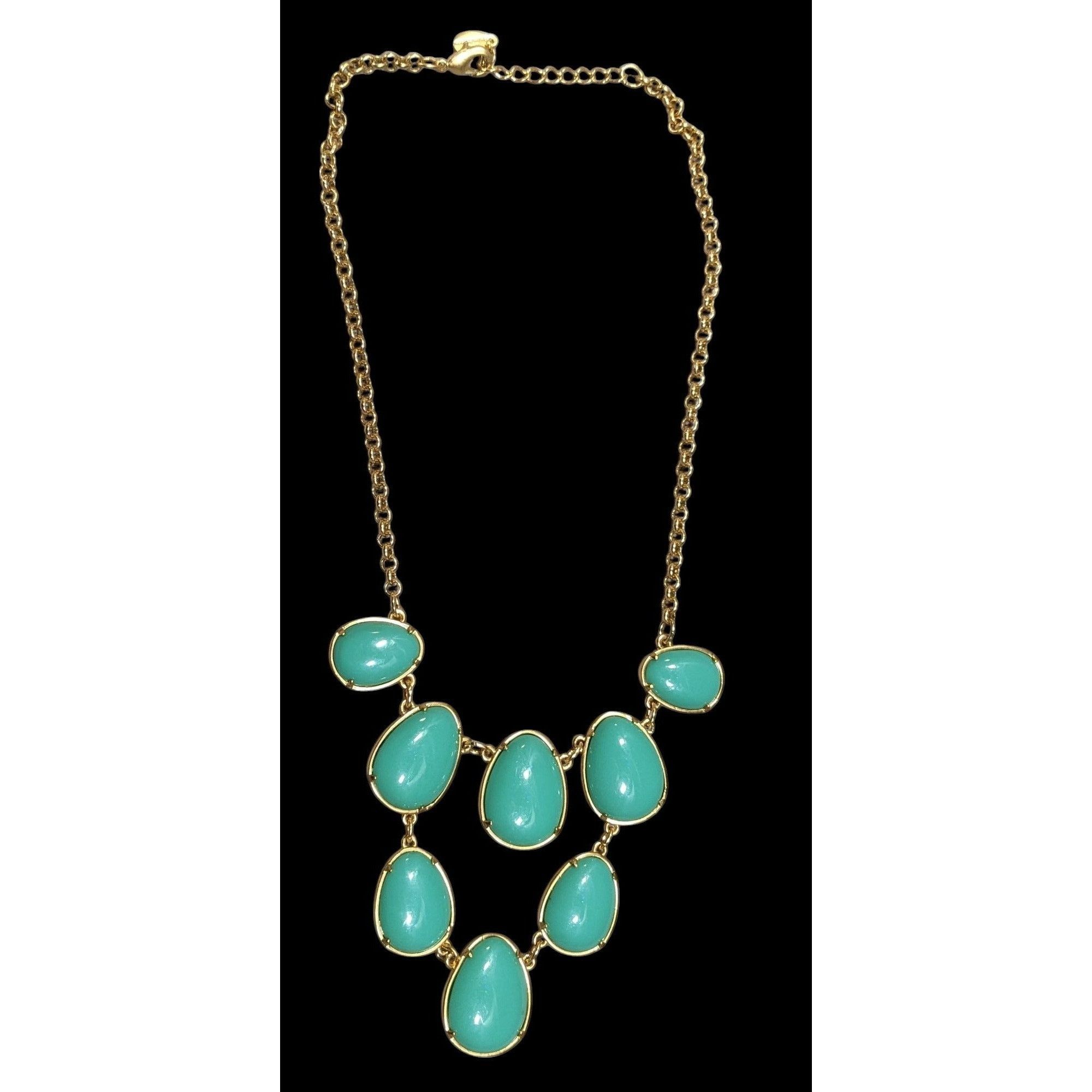 Brooks Brothers "346" Brooks Brothers Gold Tone Teal Cabochon Statement Neck Size ONE SIZE - 2 Thumbnail