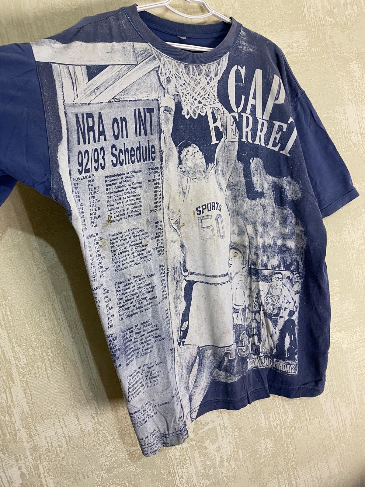 Japanese Brand × Vintage Vintage Basketball 90s Overprint Sun Faded Distressed Tee Size US XXL / EU 58 / 5 - 2 Thumbnail