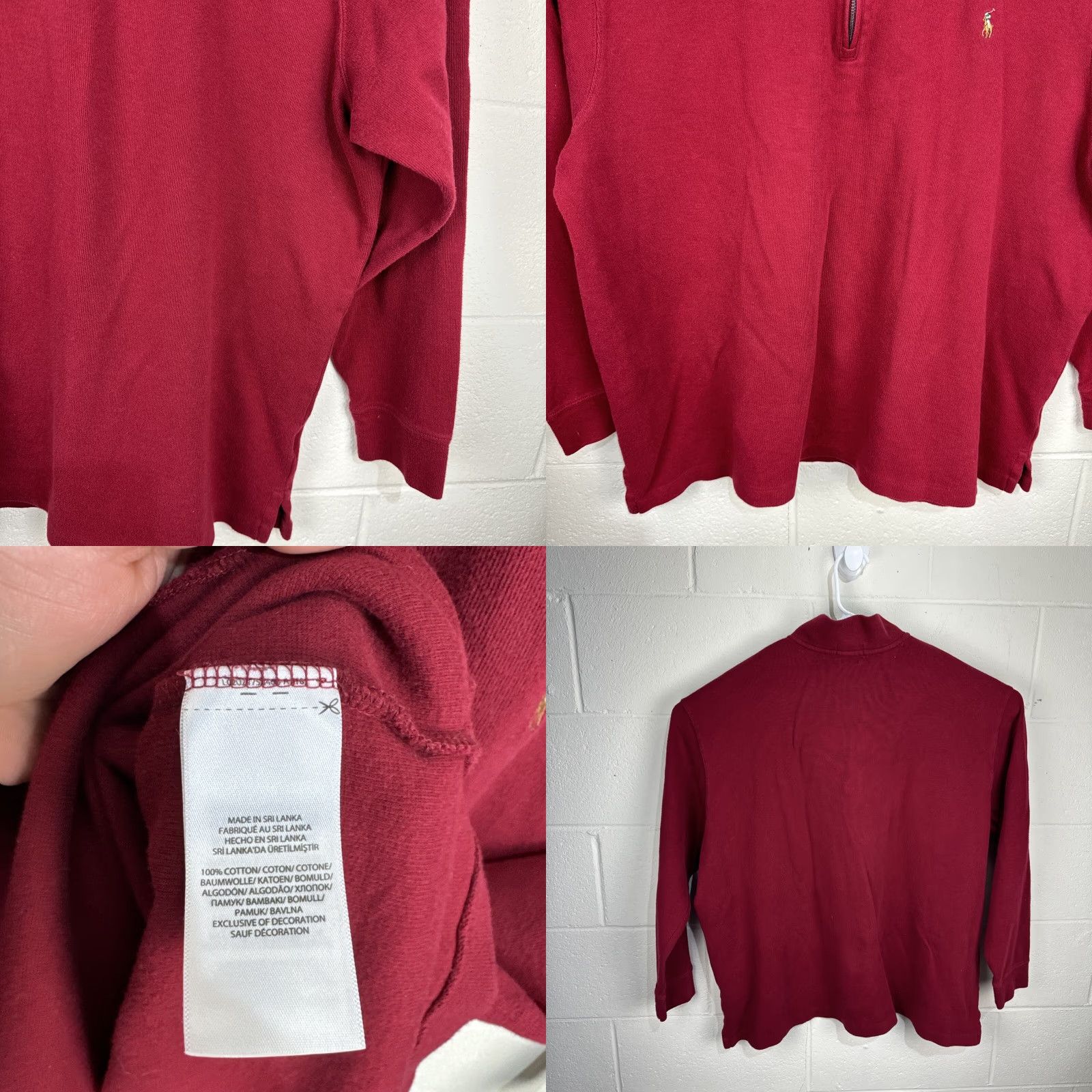 Polo Ralph Lauren Polo Ralph Lauren Sweater Mens 2XB Maroon 1/4 Zip Mock Neck Estate Rib Pony Logo Pullover Knit Size US XXL / EU 58 / 5 - 8 Thumbnail