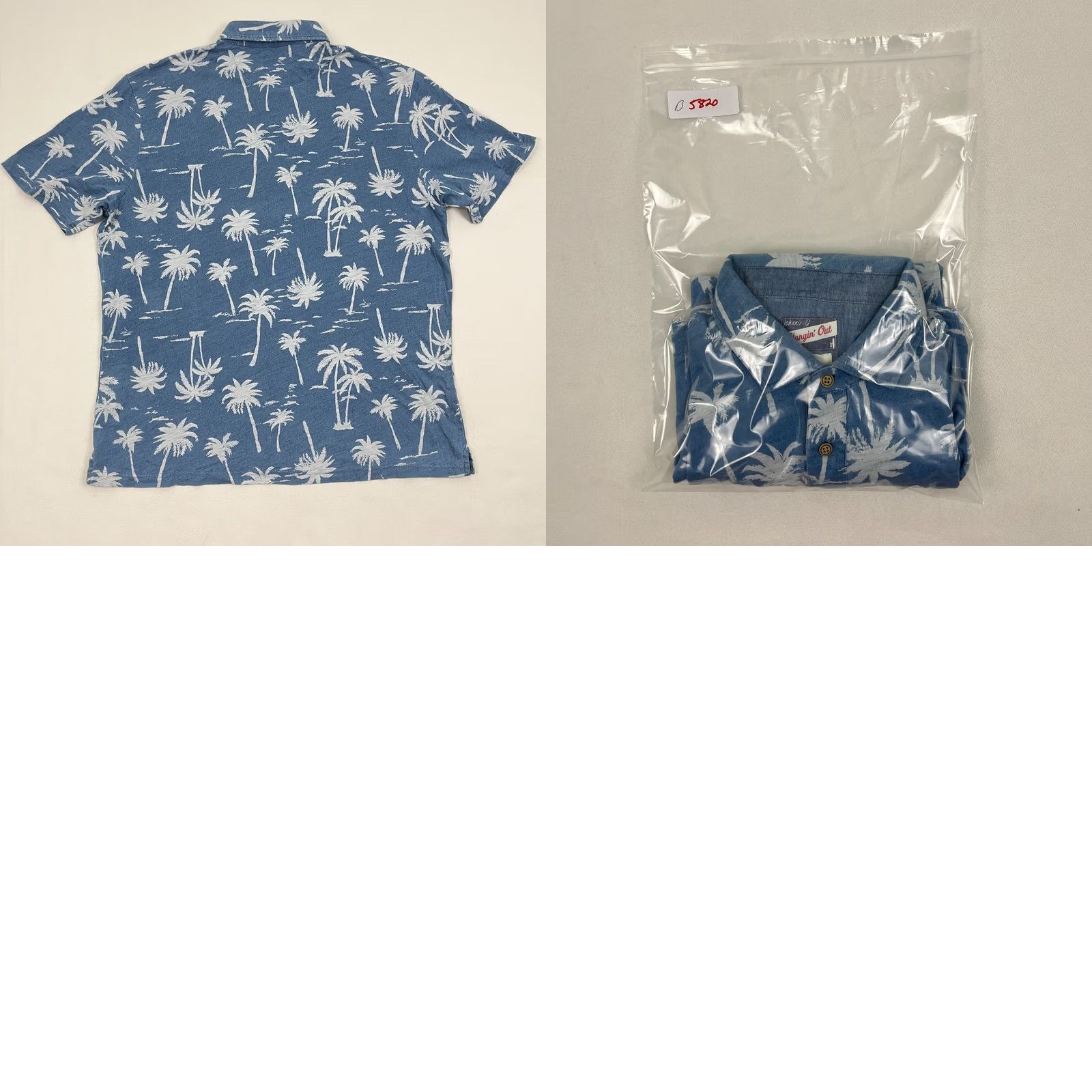 johnnie-O VINTAGE Johnnie-O Hangin Out Polo Shirt Mens L Indigo Blue Palm Trees Hawaiian Golf Prep Size US L / EU 52-54 / 3 - 8 Thumbnail