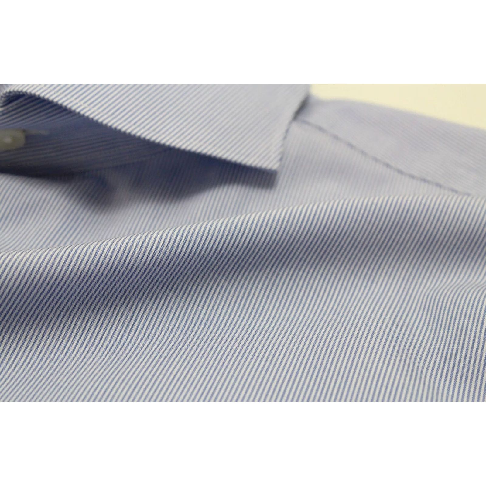 Suitsupply SUITSUPPLY Extra Slim Fit Formal Shirt Men's 37 / 14 1/2 Pinstriped Blue Size 36R - 6 Thumbnail