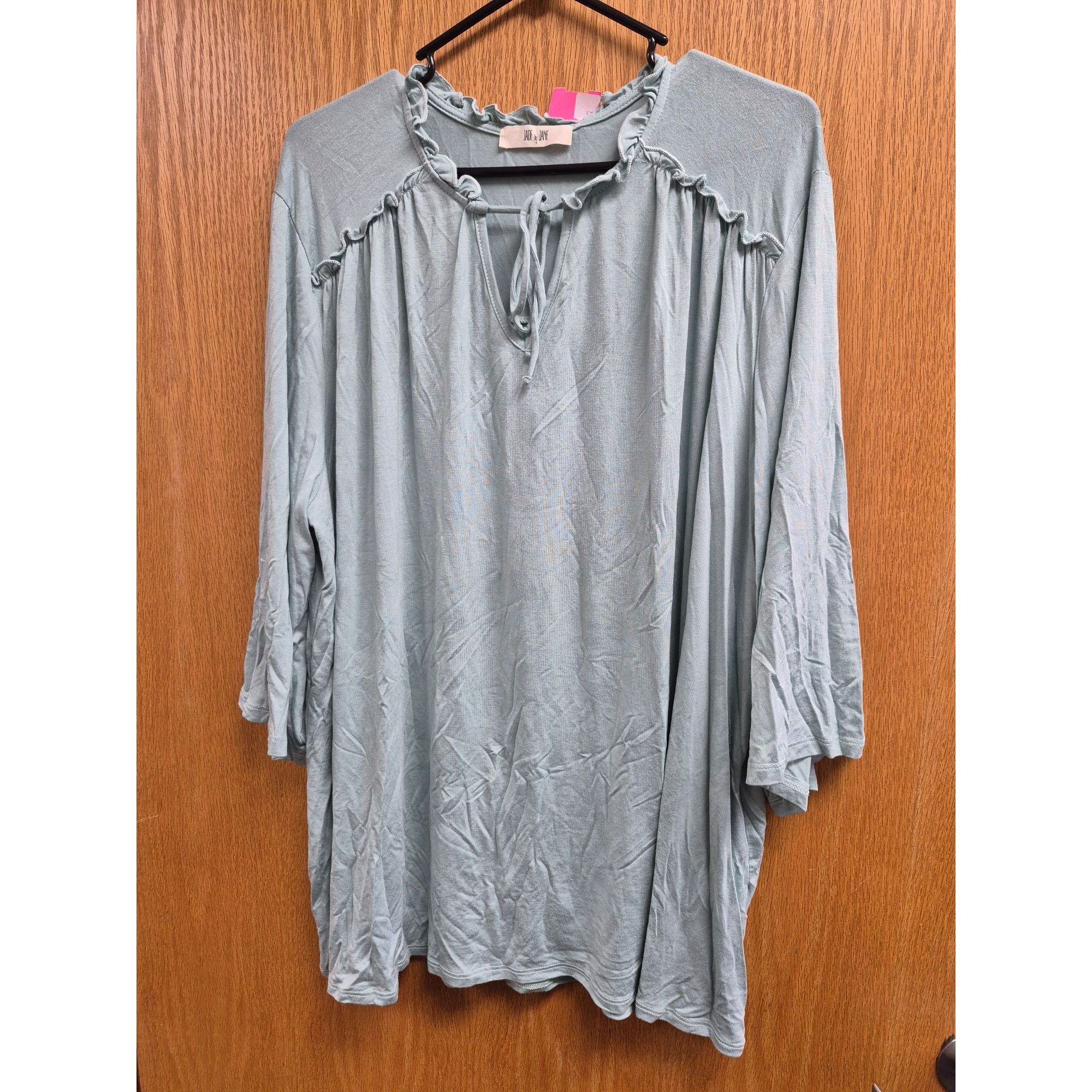 Other 3/4 Sleeve Ruffle Tunic Top Green Women's Shirt 3X Size 3XL / US 20-22 - 2 Thumbnail