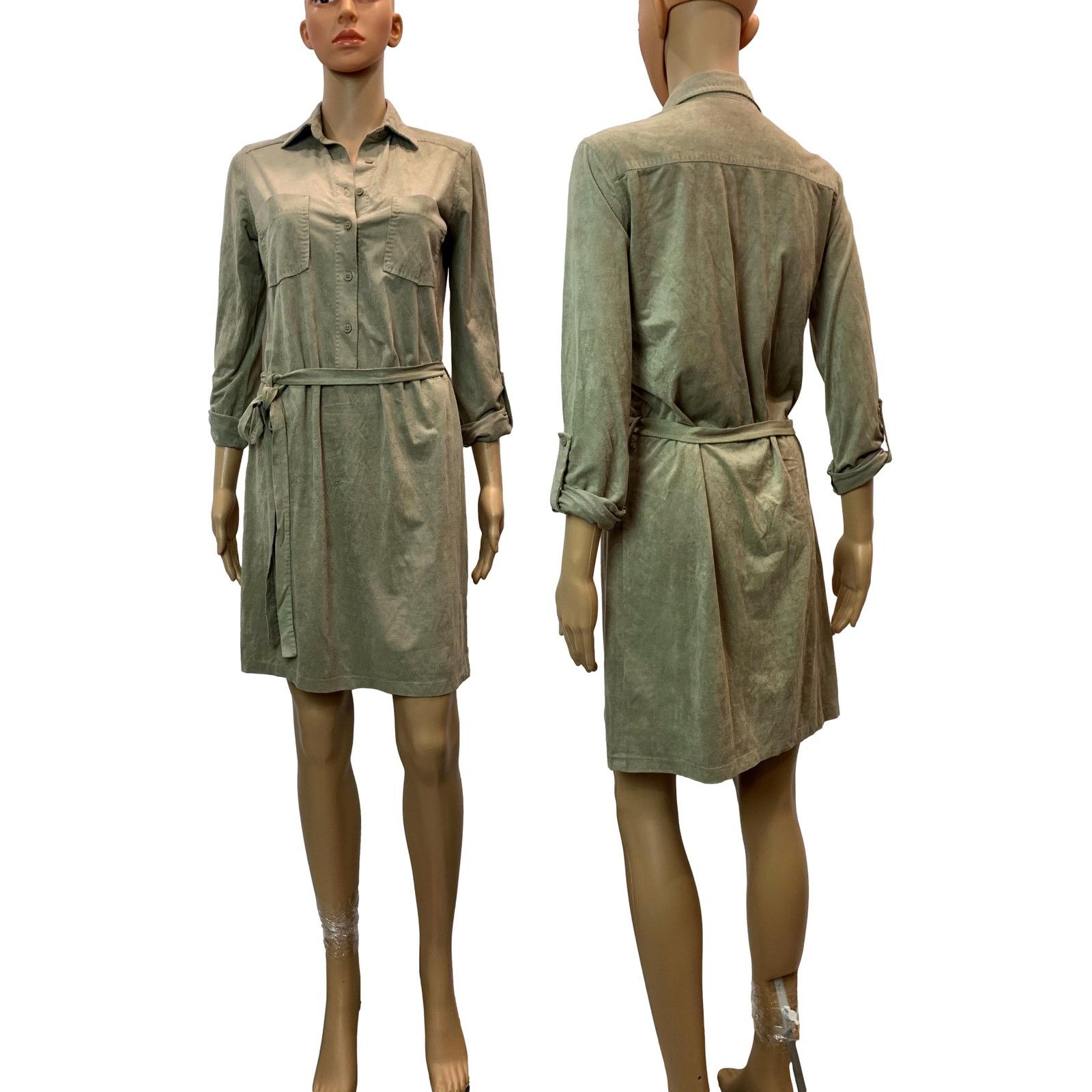 Bcbgmaxazria Y2K Max Studio Soft Ultra Suede Shirt Dress Tie Belt | XS Size XS / US 0-2 / IT 36-38 - 10 Thumbnail