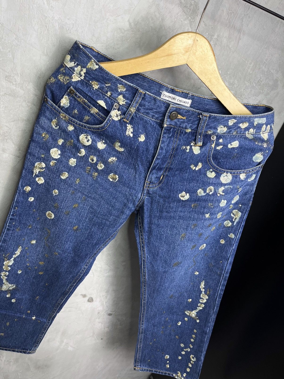 Tsumori Chisato Issey Art Tsumori Chisato Gold Splatter Hand Painted Jeans Size 26" / US 2 / IT 38 - 6 Thumbnail