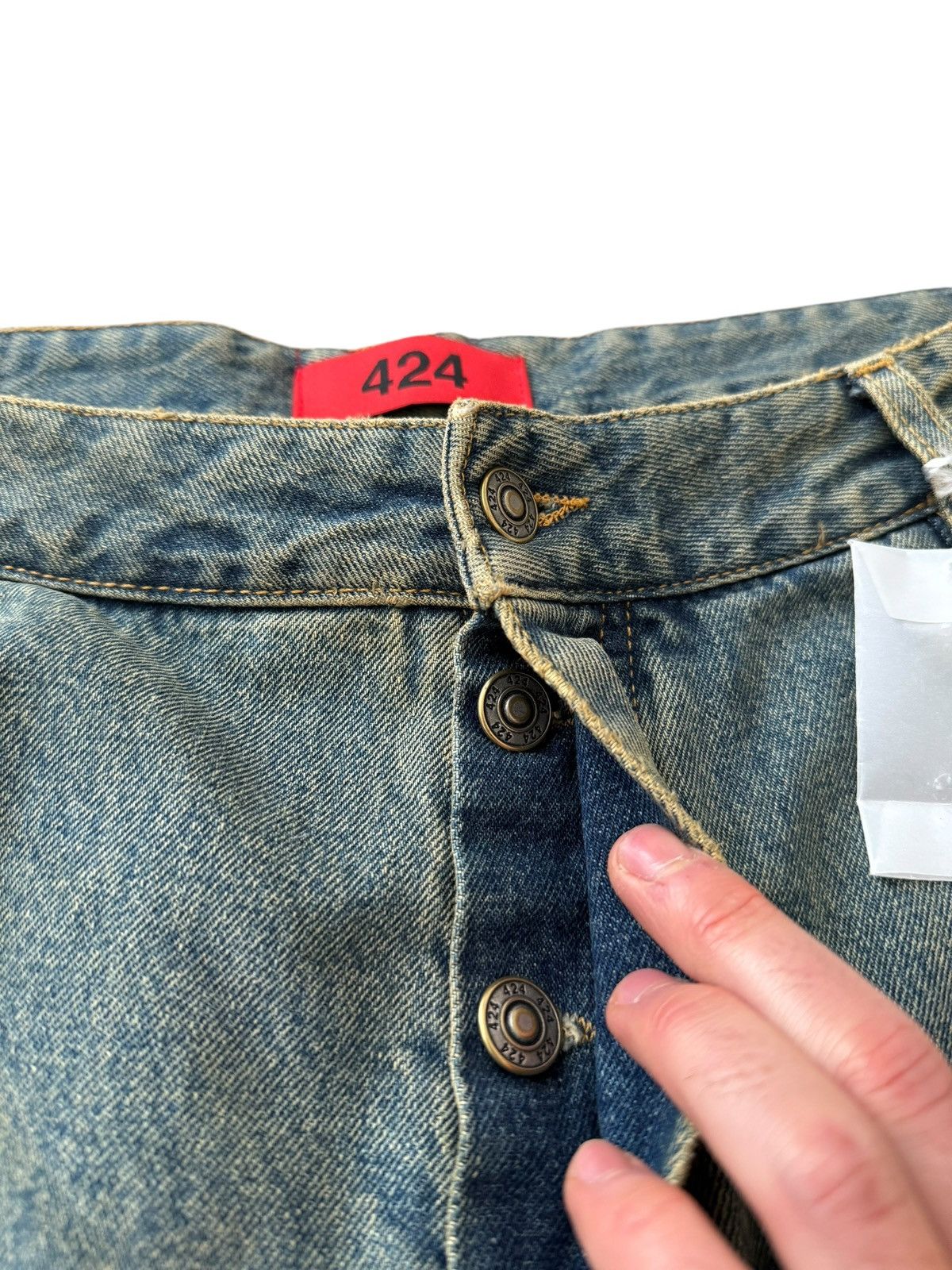 424 Rare Big Daddy Thrashed Ripped Denim Short Size US 36 / EU 52 - 10 Thumbnail