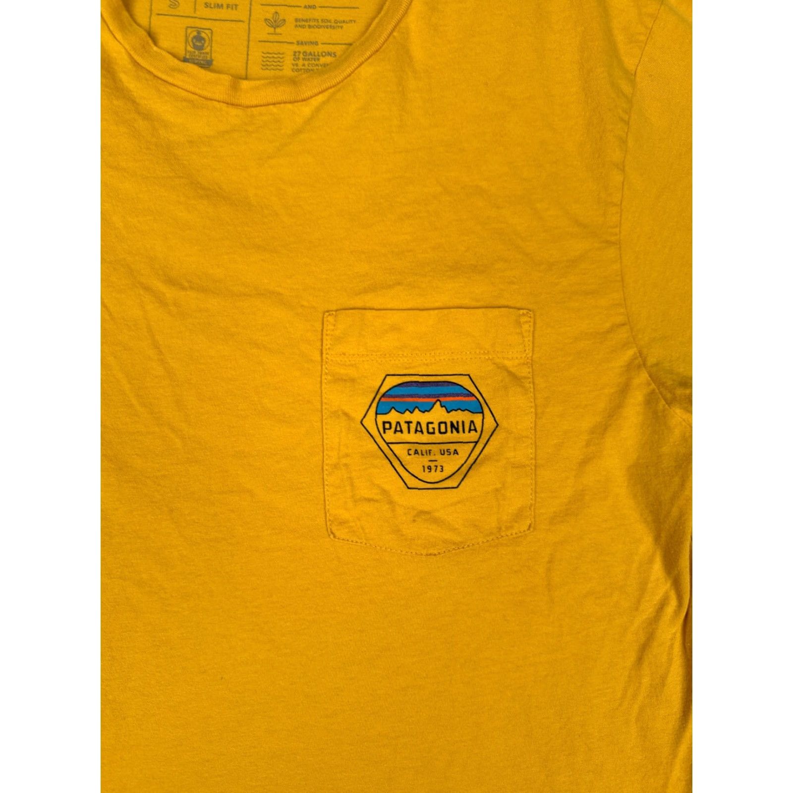 Patagonia Patagonia Shirt Men Small Yellow Short Sleeve Crew Neck Cotton Pocket Slim Fit Size US S / EU 44-46 / 1 - 6 Thumbnail