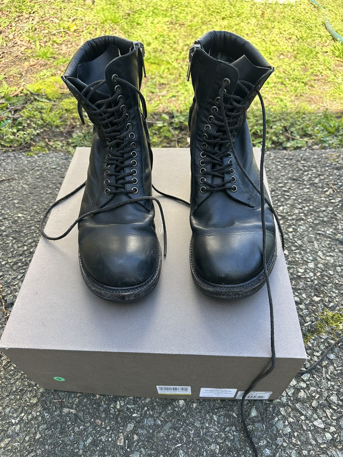 image of Rick Owens Lace Up Combat Boots in Black, Men's (Size 11)