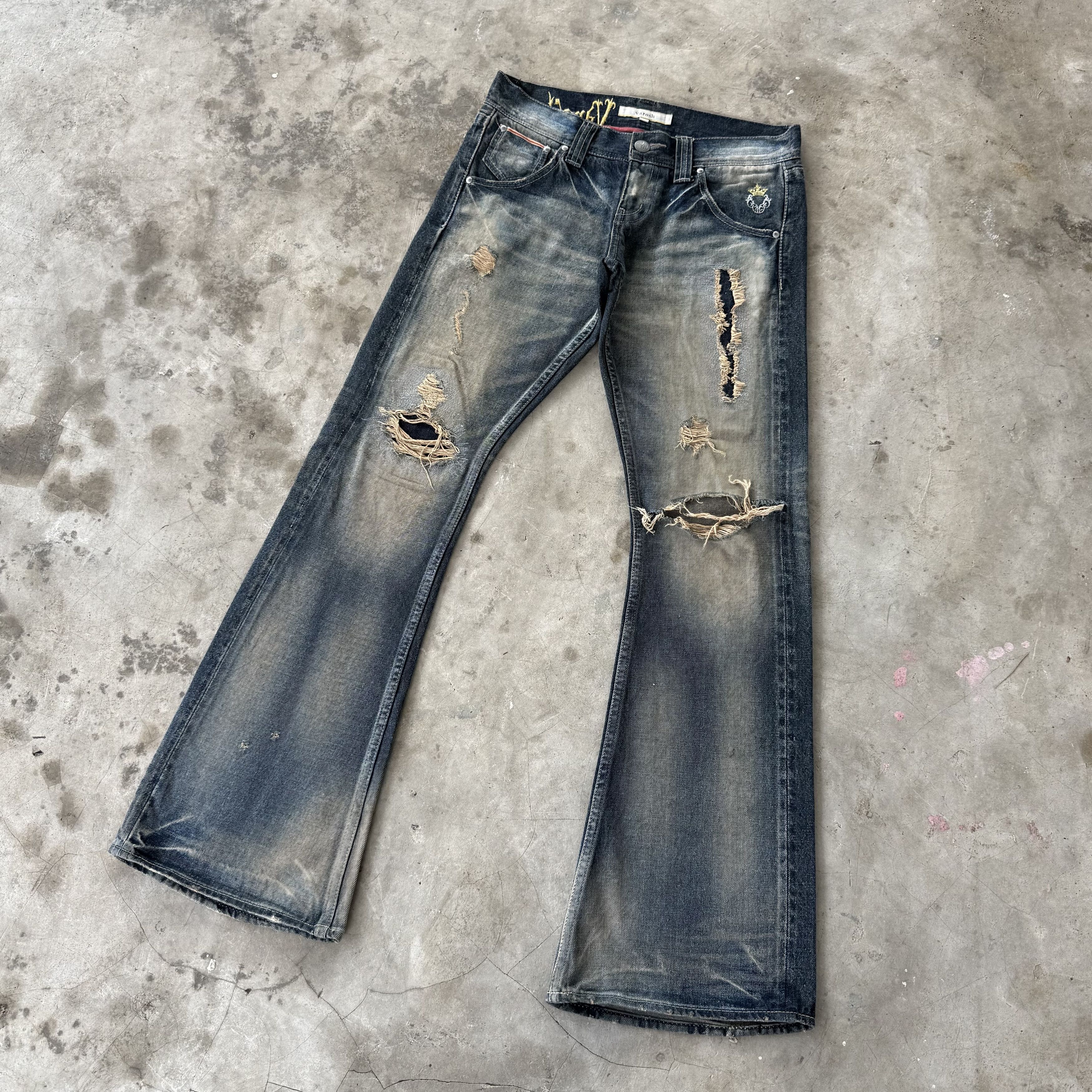 Japanese Brand W32x32.5 Varosh Selvedge Flare Boot cut Rusty Denim Jean Size US 32 / EU 48 - 1 Thumbnail