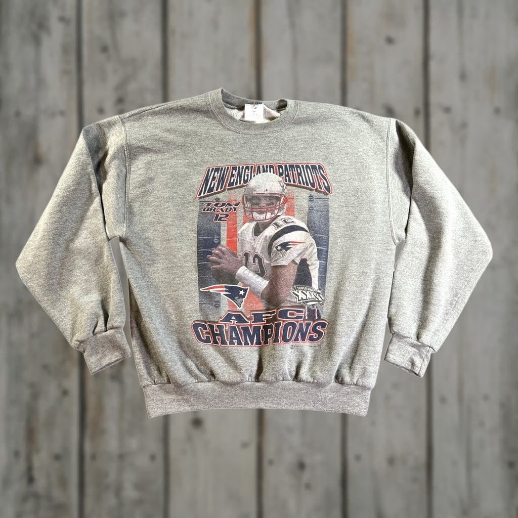 Jerzees VINTAGE Tom Brady New England Patriots Sweatshirt Mens L Gray AFC Champions Jerzees Size US L / EU 52-54 / 3 - 1 Thumbnail