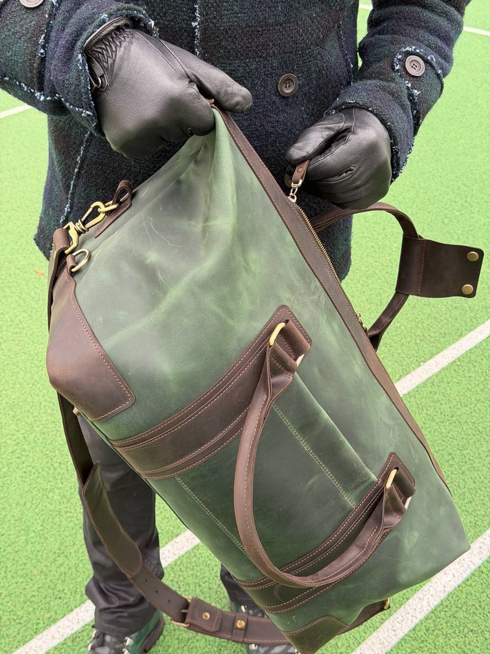Handmade Genuine vintage leather travel bag. Duffel Bag. Weekender Size ONE SIZE - 5 Thumbnail