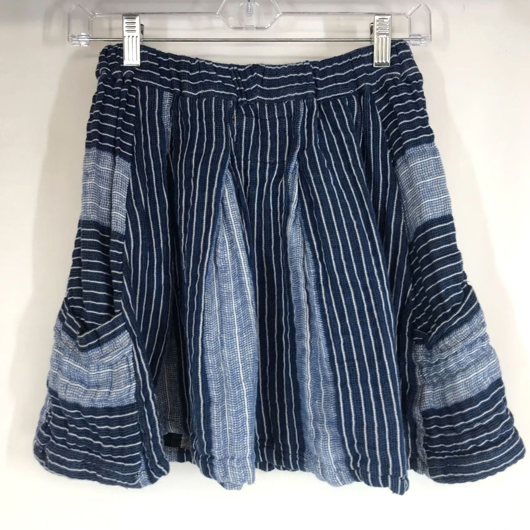 Vintage ace&jig Skirt Womens XS BLUE & WHITE STRIPE PLEATED FIT & FLARE w/POCKET Short Vintage: No Size 26" / US 2 / IT 38 - 5 Thumbnail