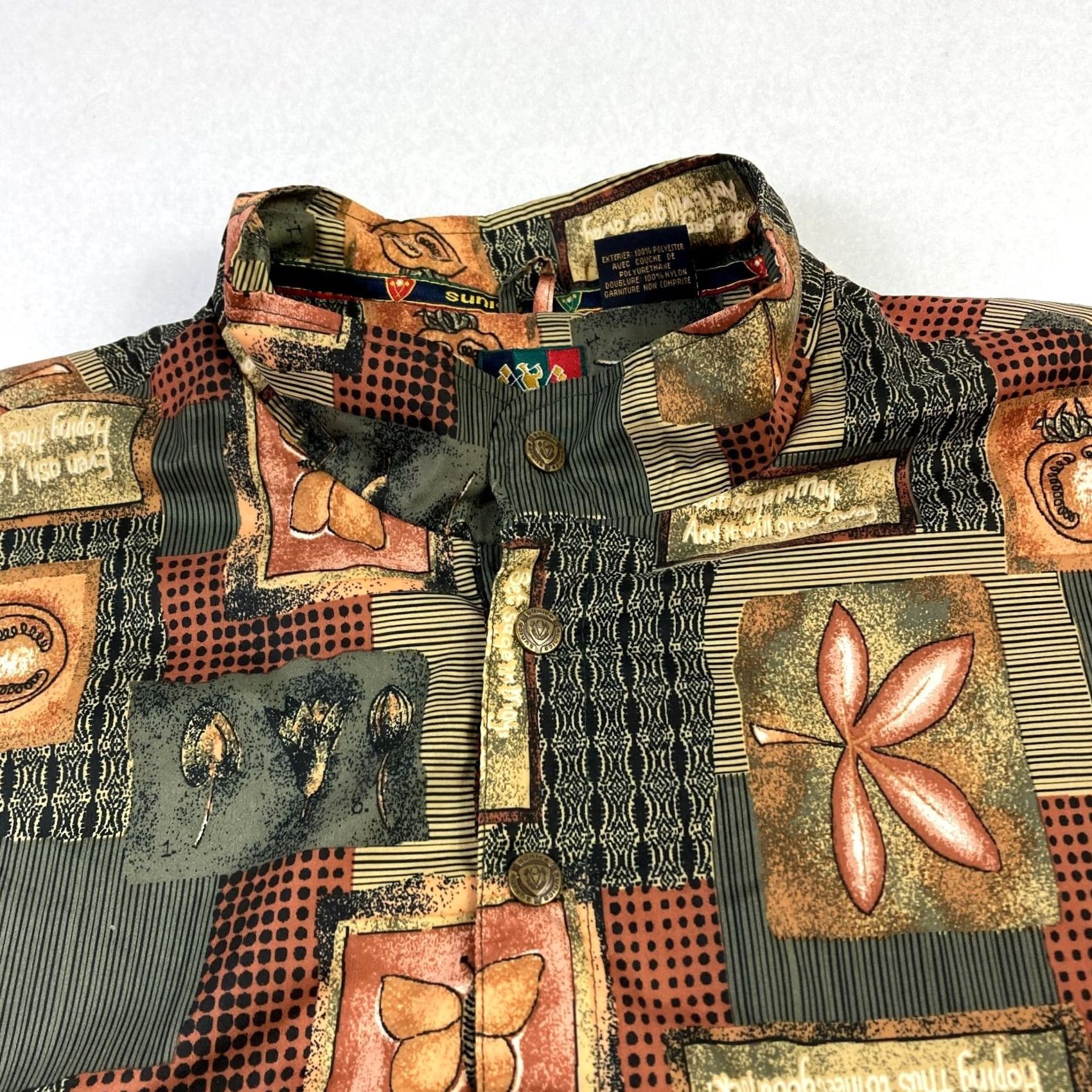 Vintage Sunice Golf Jacket Women's L Pullover Windbreaker Nature Pattern Snap Button Green Floral Leaves Casual Boyfriend Regular Size L Womens Size L / US 10 / IT 46 - 4 Thumbnail