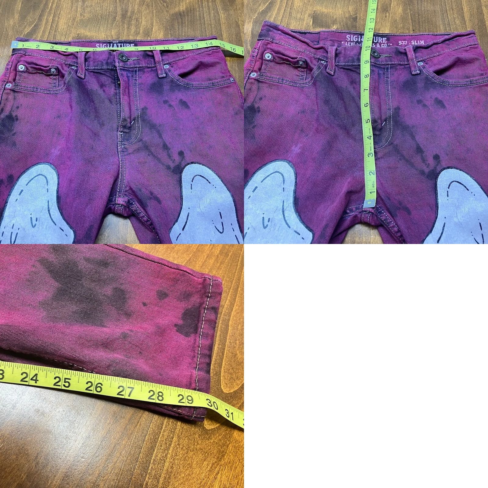 Levi's Levi's Purple Black Dyed Marble Angel Wings Painted Jeans 30x30 Slim Mens Size US 30 / EU 46 - 9 Thumbnail