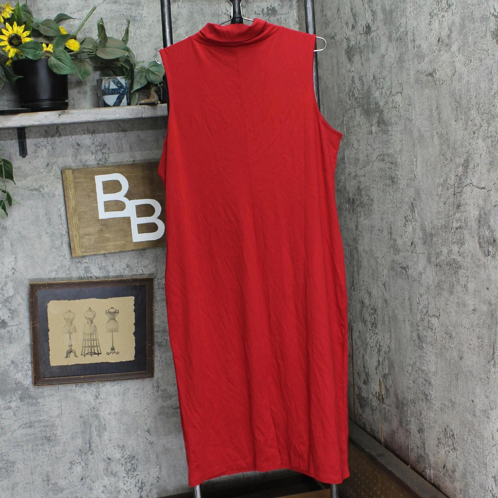 Other Ella Rafaella Neck Sleeveless Dress Lrqfc021r2 Ruby Red 1x Size XL / US 12-14 / IT 48-50 - 2 Thumbnail