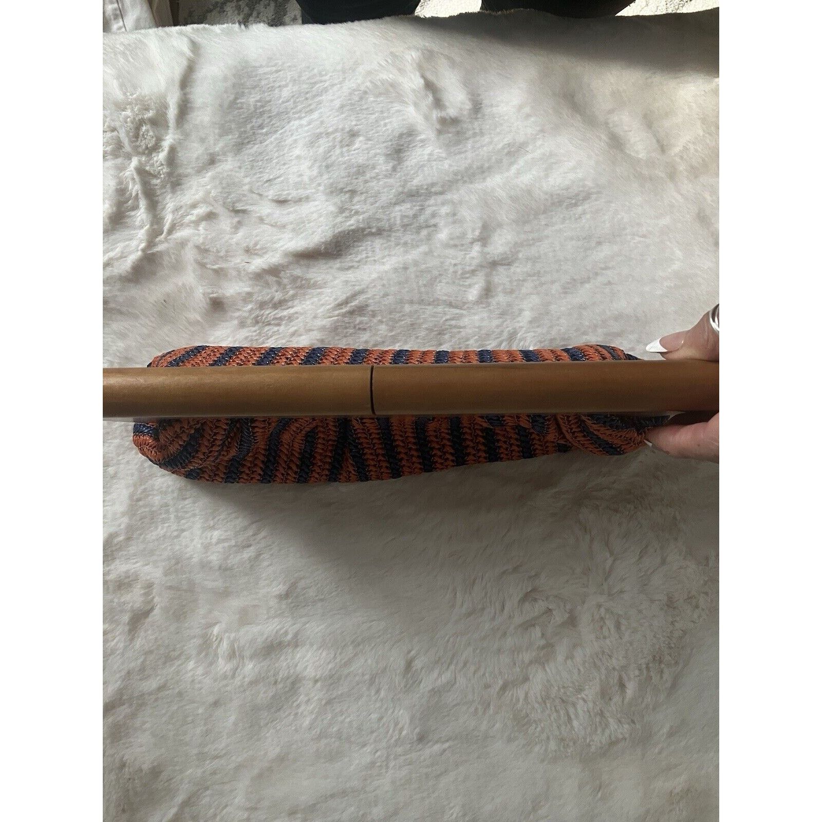 Other Urban Expressions Clutch blue orange Stripes Wooden Handles Size ONE SIZE - 9 Thumbnail
