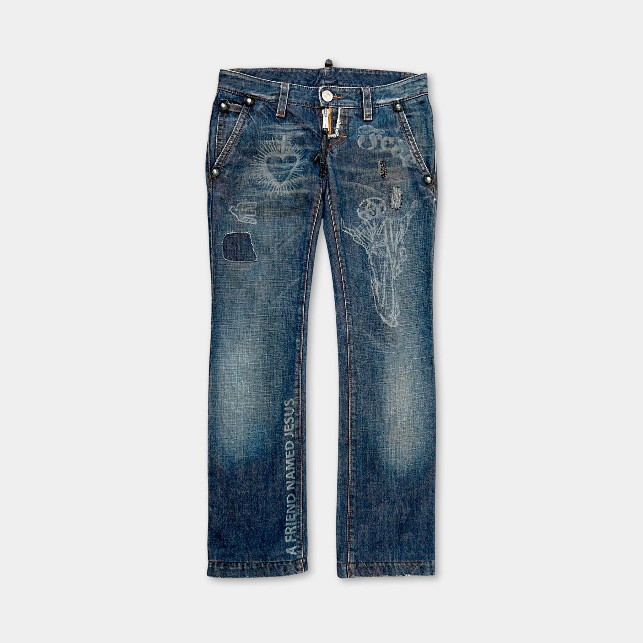 Dsquared2 Dsquared2 FW2005 "I Love Jesus" Patchwork Denim Size US 28 / EU 44 - 1 Thumbnail