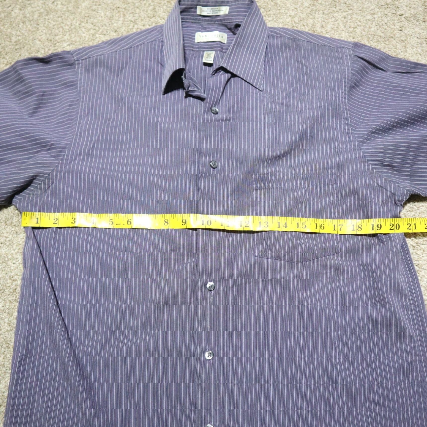 Van Heusen VAN HEUSEN Blue Striped Button-Down Shirt Mens Medium Casual Business All Seasons Size US M / EU 48-50 / 2 - 4 Thumbnail