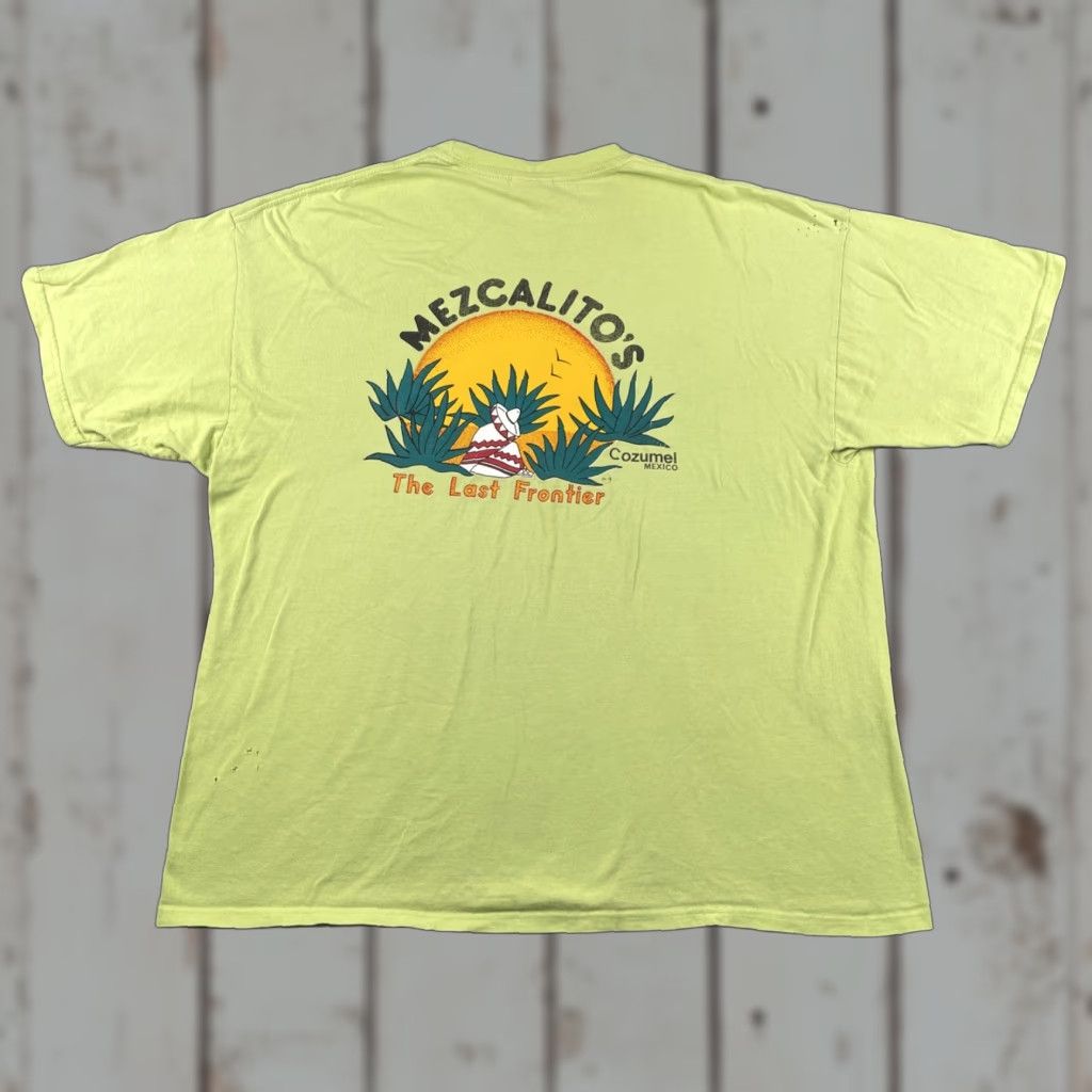 Vintage Vtg M&O Knits XXL Mezcalito’s The Last Frontier Cozumel Mexico Shirt Lime Green Men T-Shirt Crew Neck Cotton Knit Short Sleeve Size US XXL / EU 58 / 5 - 1 Thumbnail