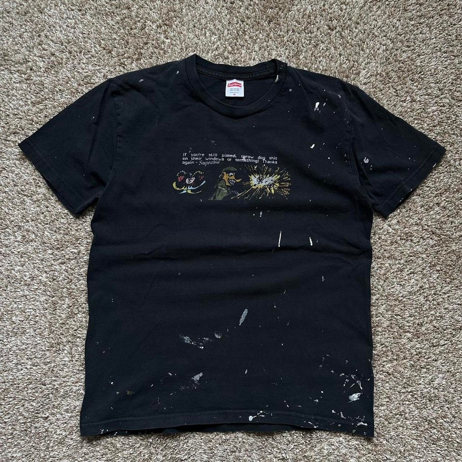 Supreme × Vintage Supreme Graphic Quote Dog Shit Black Faded Painter Shirt Size US M / EU 48-50 / 2 - 3 Thumbnail
