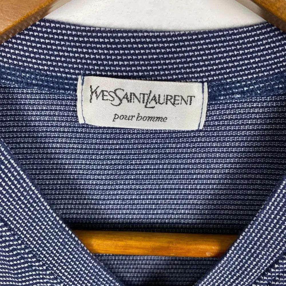 Vintage YSL Pour Homme Small Basic Logo V-Neck Tee Shirt Large Size Size US L / EU 52-54 / 3 - 5 Thumbnail