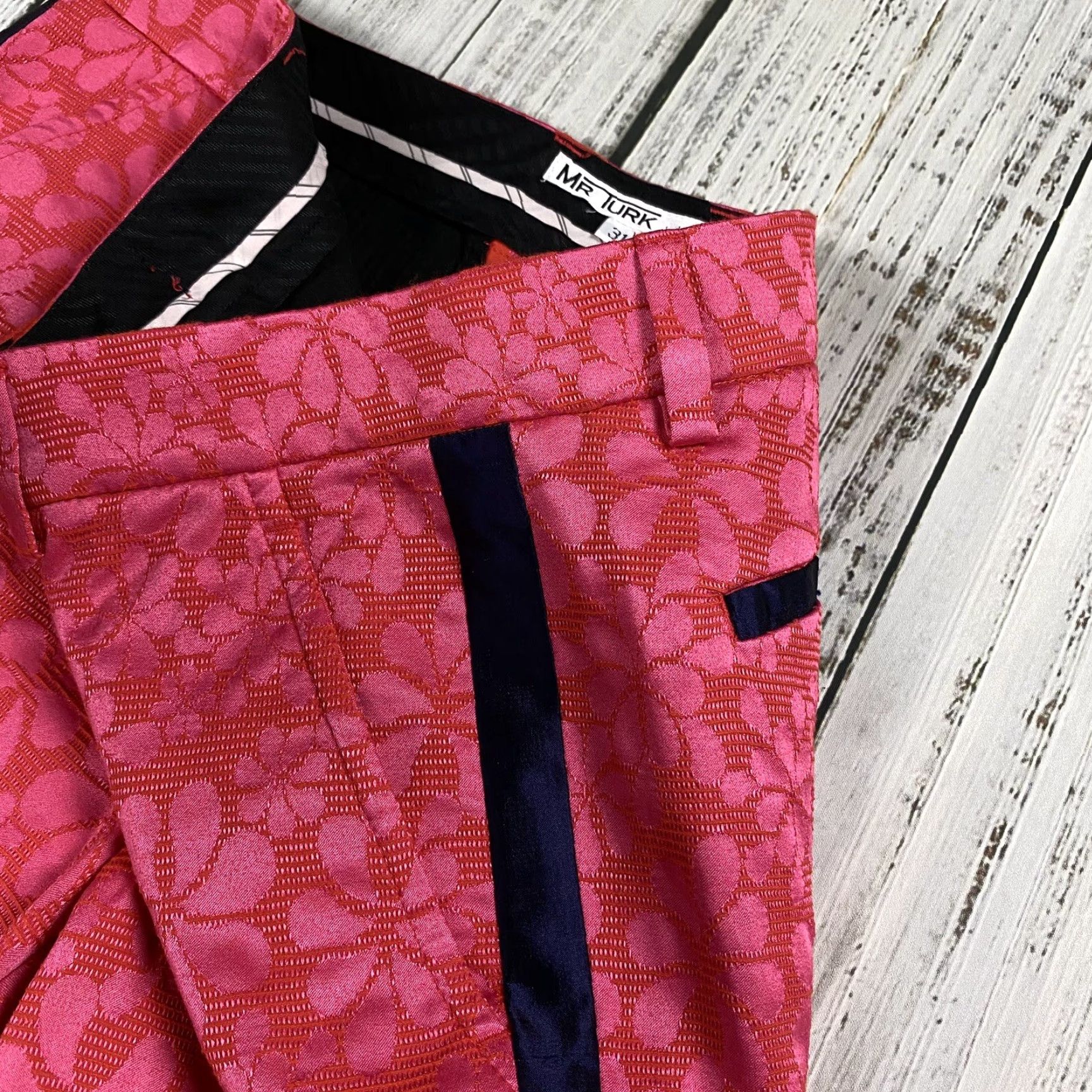 Mr Turk MR TURK Adrian Tux Pants 31 Slim Floral Tropical Pink 32x27 Casual Formal Mens Size US 31 - 4 Thumbnail