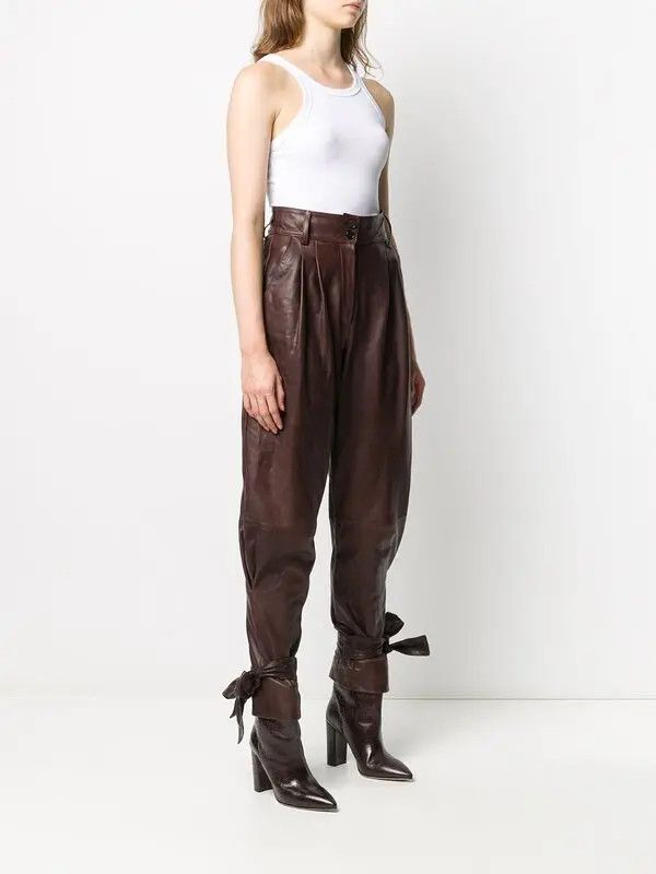 Dolce & Gabbana o1y0925 Leather Casual Pant in Chocolate Brown Size 26" / US 2 / IT 38 - 2 Thumbnail