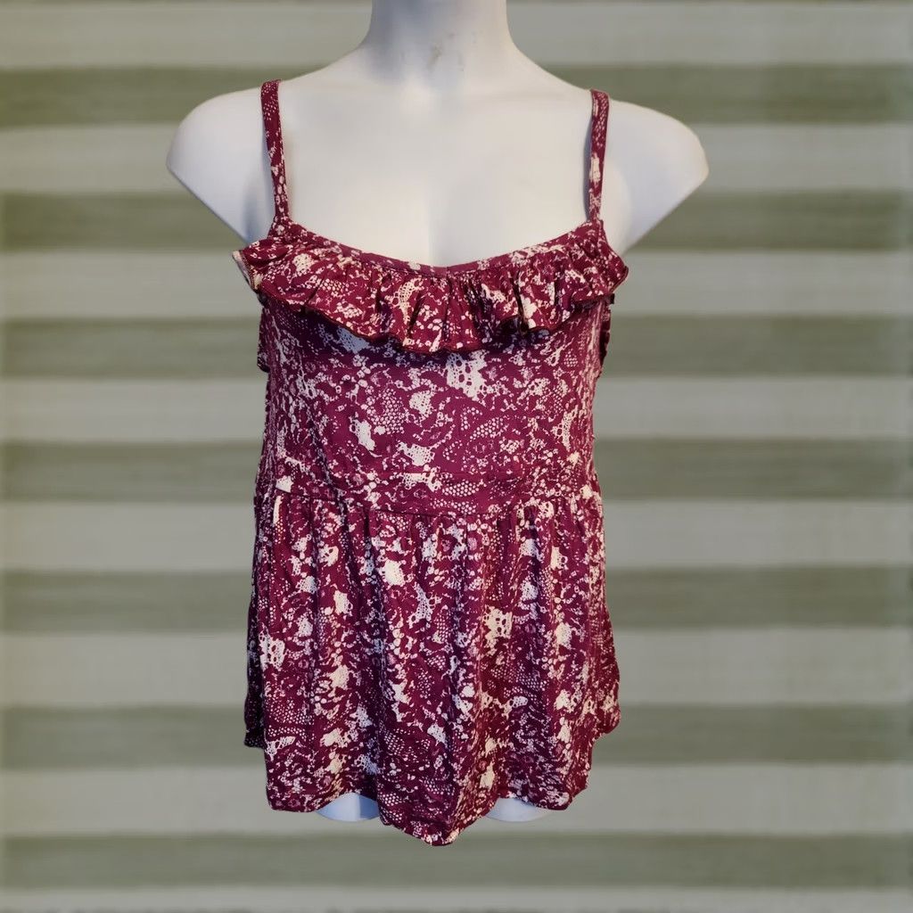 Torrid Torrid Magenta Lace Print Ruffle Trim Sleeveless Cami Top 0X XL Camisole Tank Women Pink Colorful 90s? Size XL / US 12-14 / IT 48-50 - 1 Thumbnail