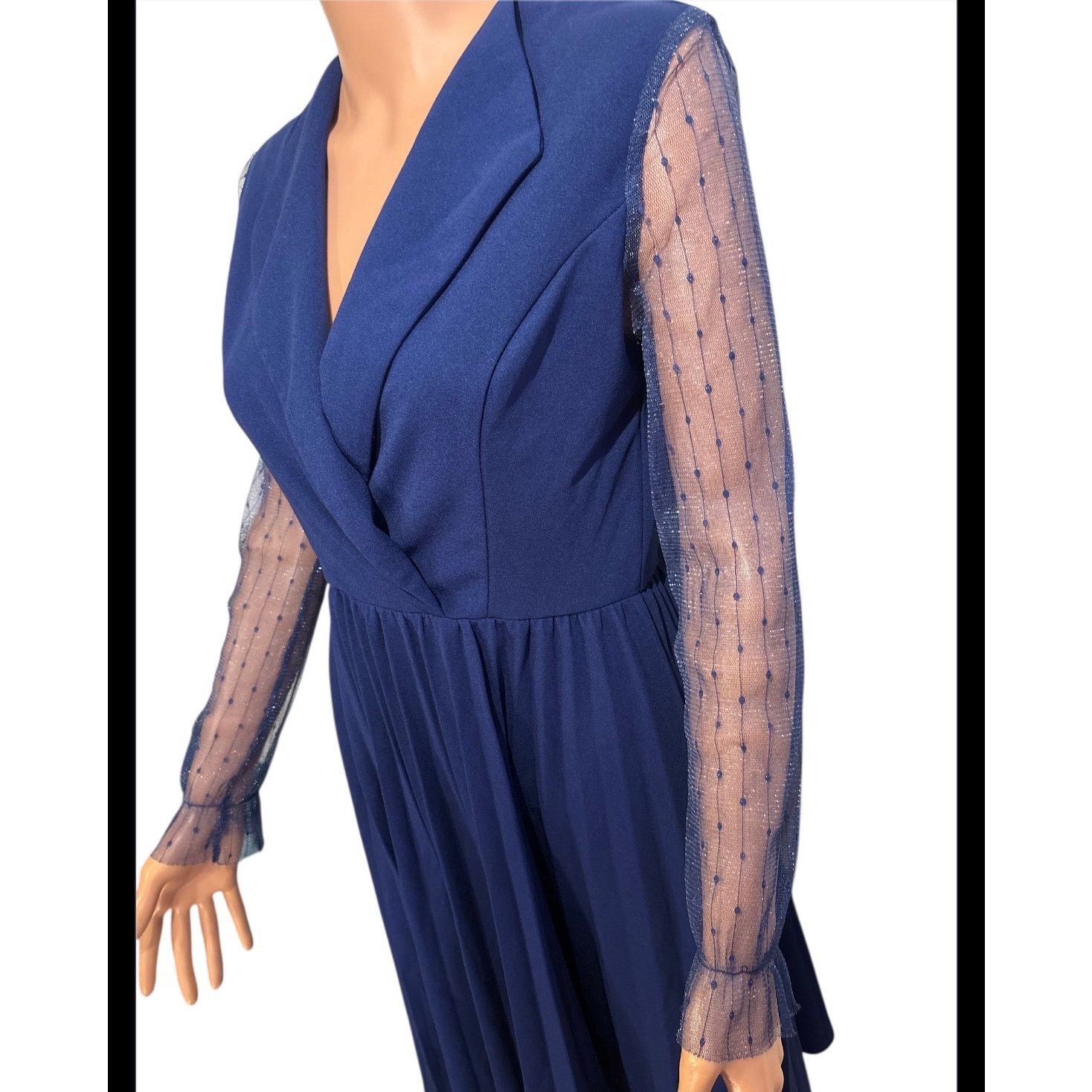 Shein Shein Royal Blue Swiss Dot Sleeves Dress Size Small Size S / US 4 / IT 40 - 4 Thumbnail