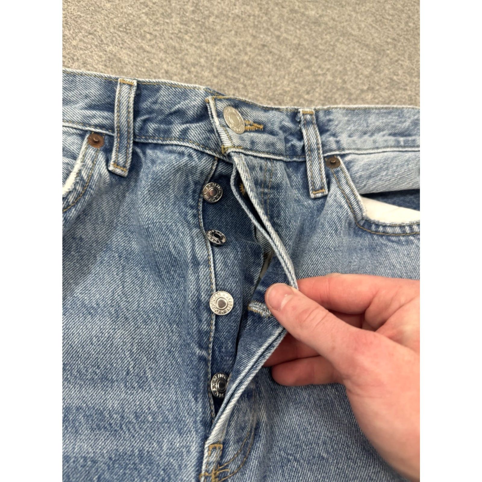 RE/DONE Re/Done Jeans Womens Cotton Denim Distressed High-Rise Tapered Blue Size 29 Jeans (Blue) Womens Regular 30in Inseam 32in Waist Size 29" - 6 Thumbnail