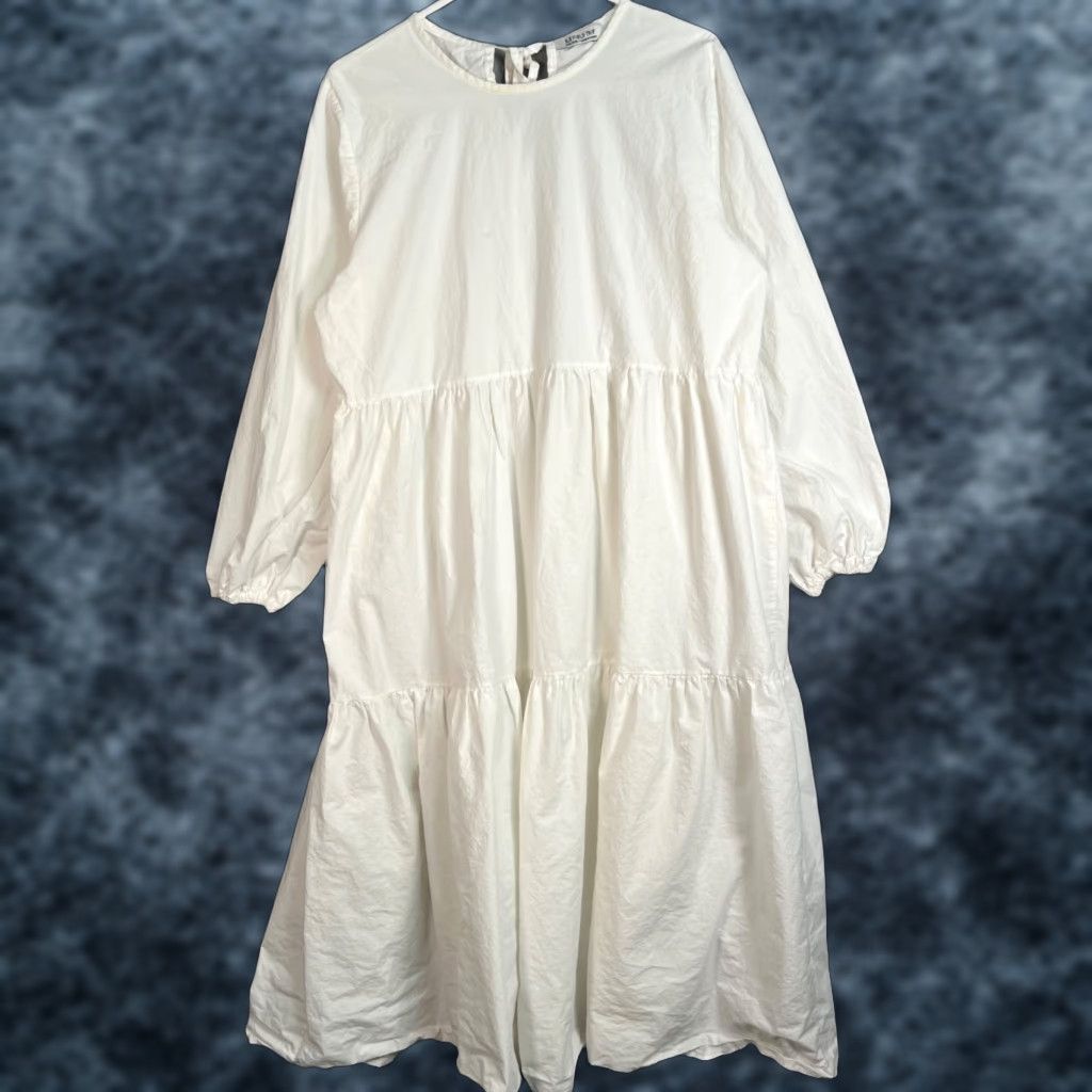 Vintage VINTAGE 3.3 Field Trip Womens One Size White Cotton Tiered Long Sleeve Dress Size ONE SIZE - 1 Thumbnail