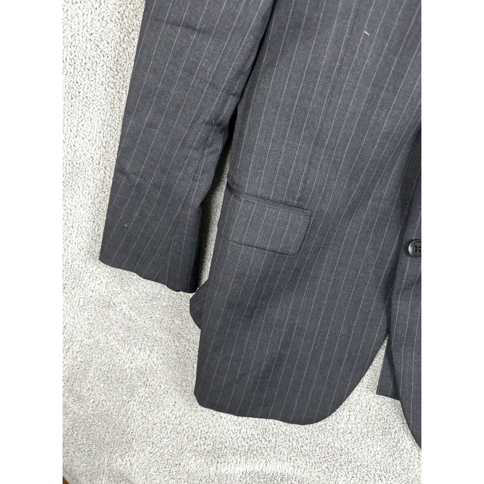 Brooks Brothers Brooks Brothers Jacket 42R Gray Pinstripe 1818 Fitzgerald Wool Blazer Mens Slim Notch Lapel Two-Button Suit Jacket Size 42R - 2 Thumbnail